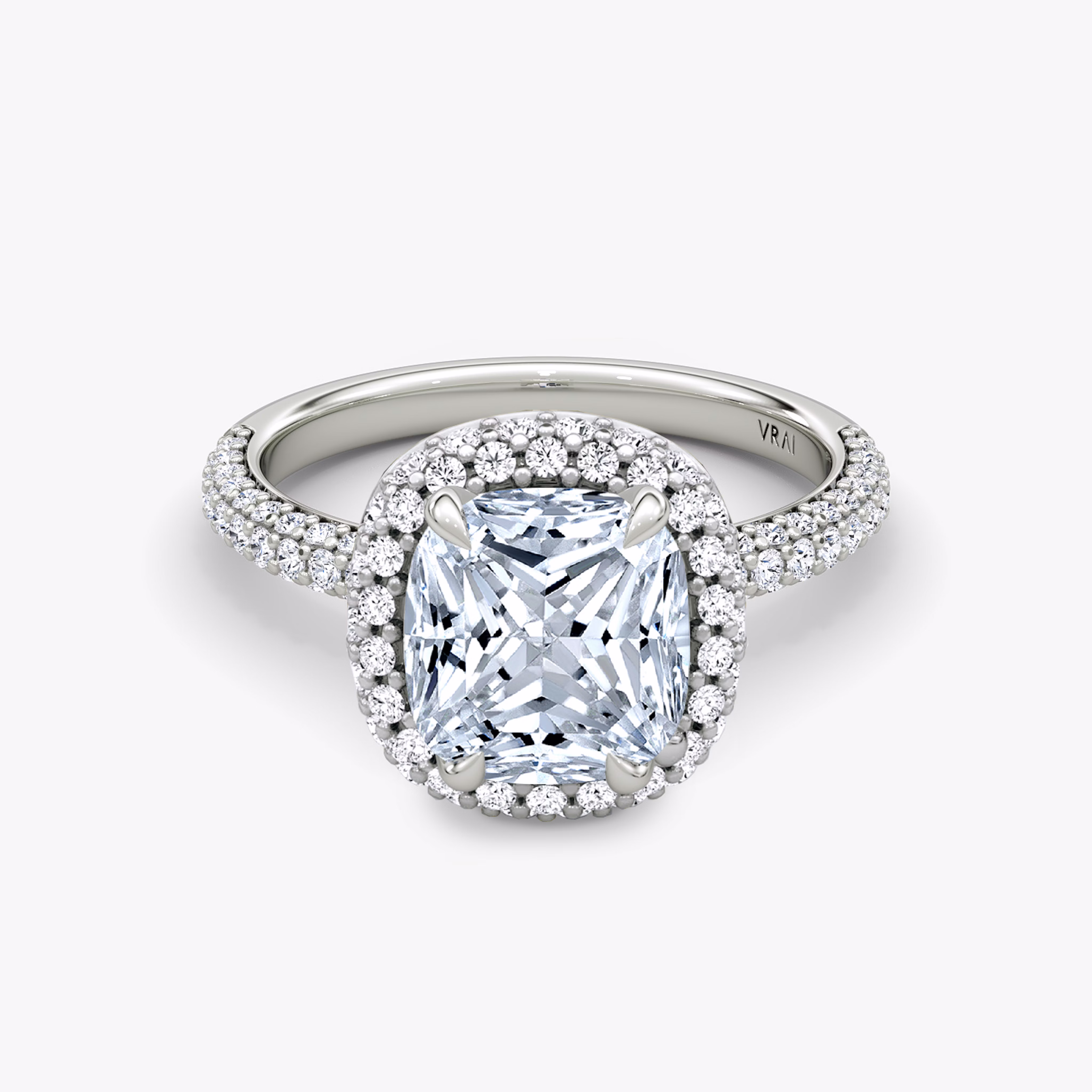 Cushion Princess Halo Dome Ring