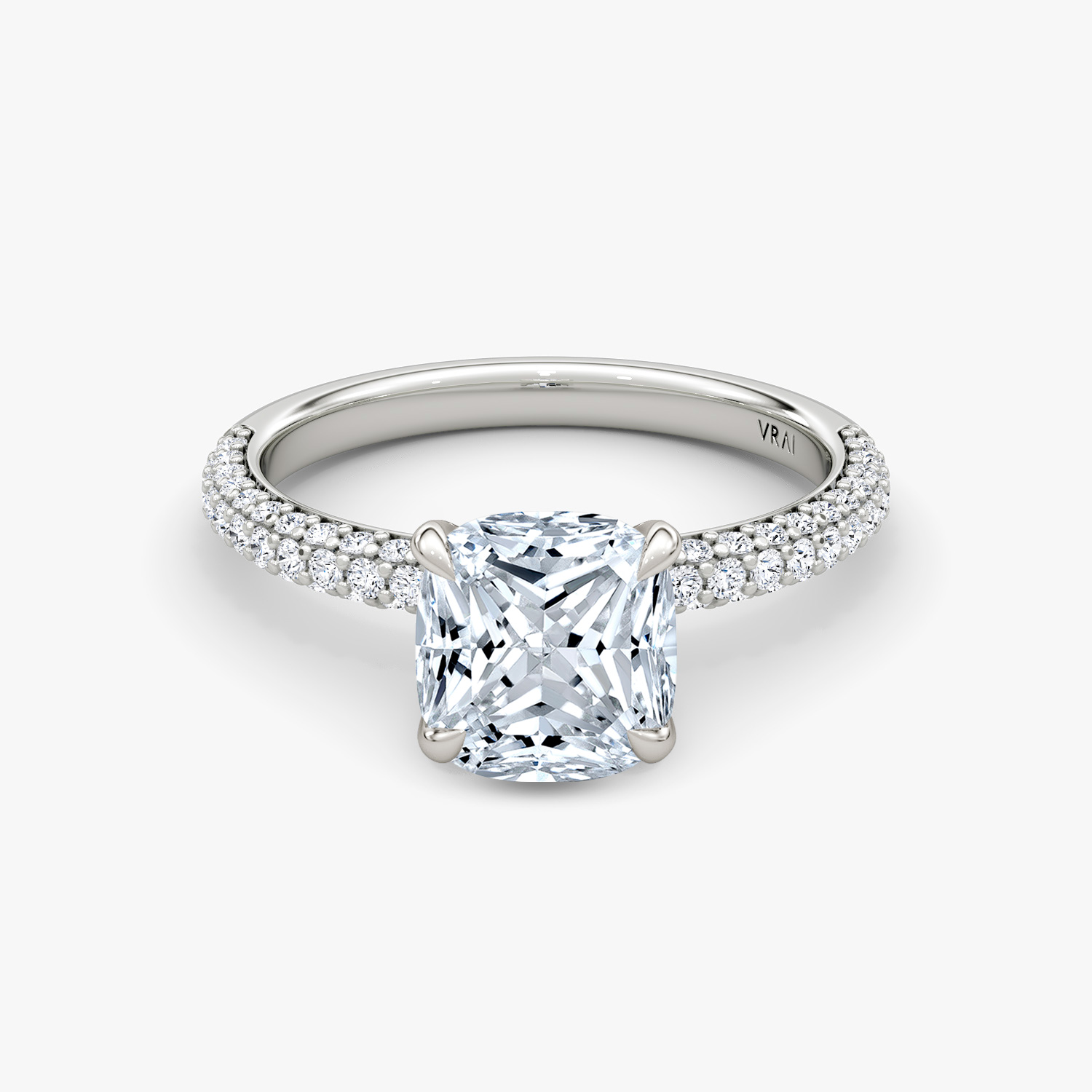 Pave Dome Cushion Princess Ring