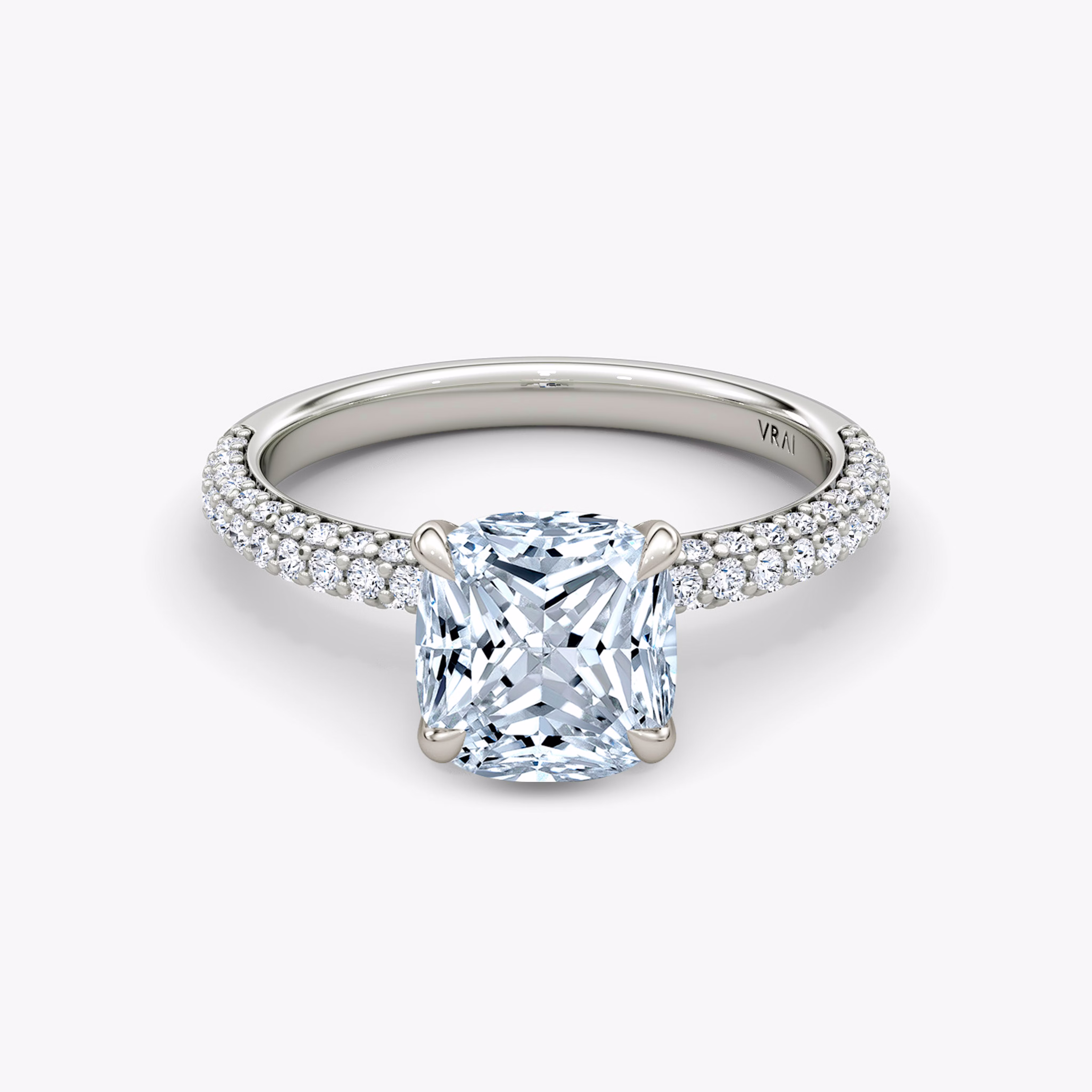 Pave Dome Cushion Princess Ring