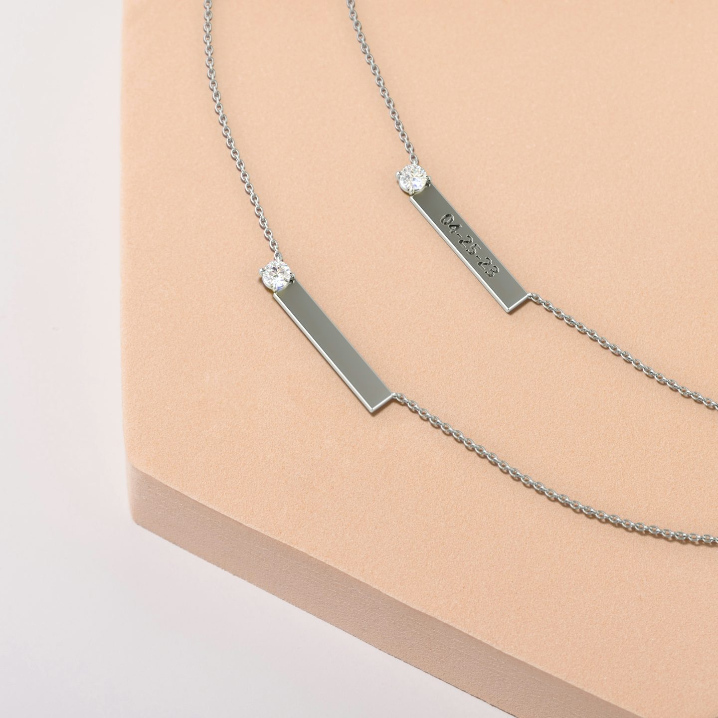 Collar Solitaire Bar | Brillante | Plata esterlina | chainLength: 16-18