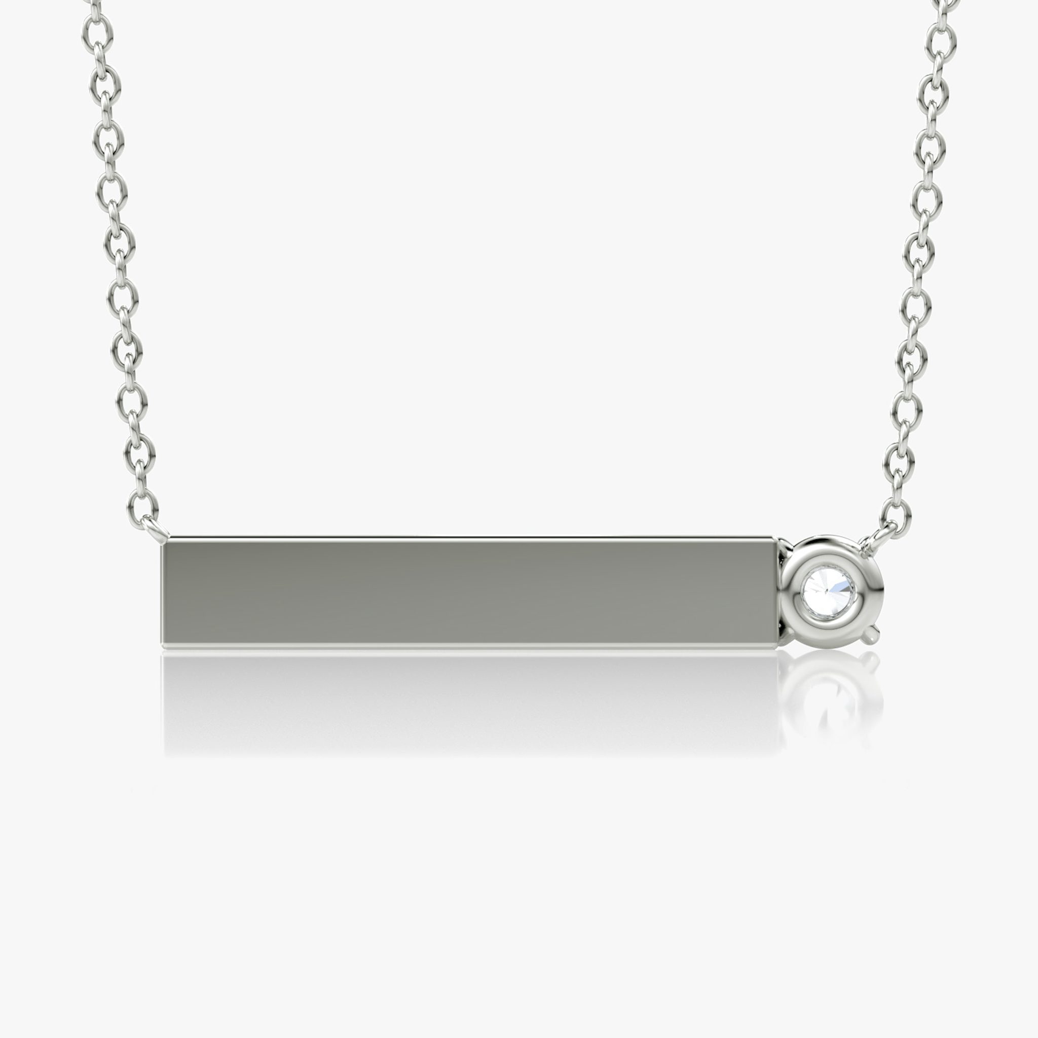 Solitaire Bar Necklace | Round Brilliant | Sterling Silver | chainLength: 16-18