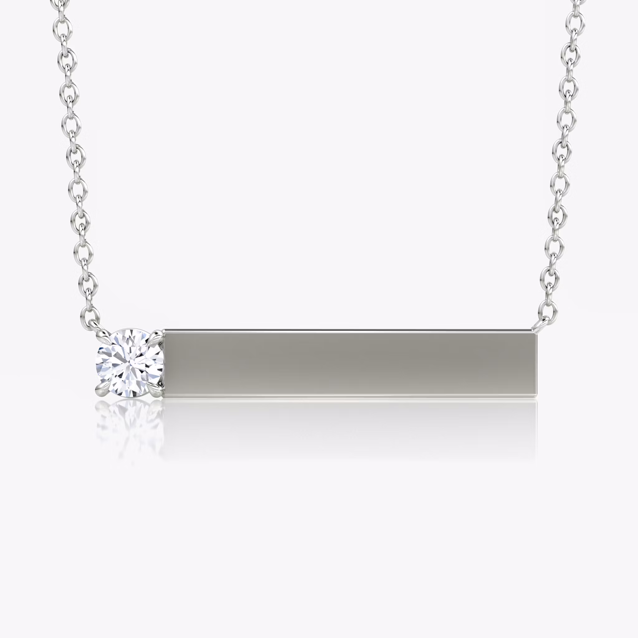 Solitaire Bar Necklace Round Brilliant | Sterling Silver