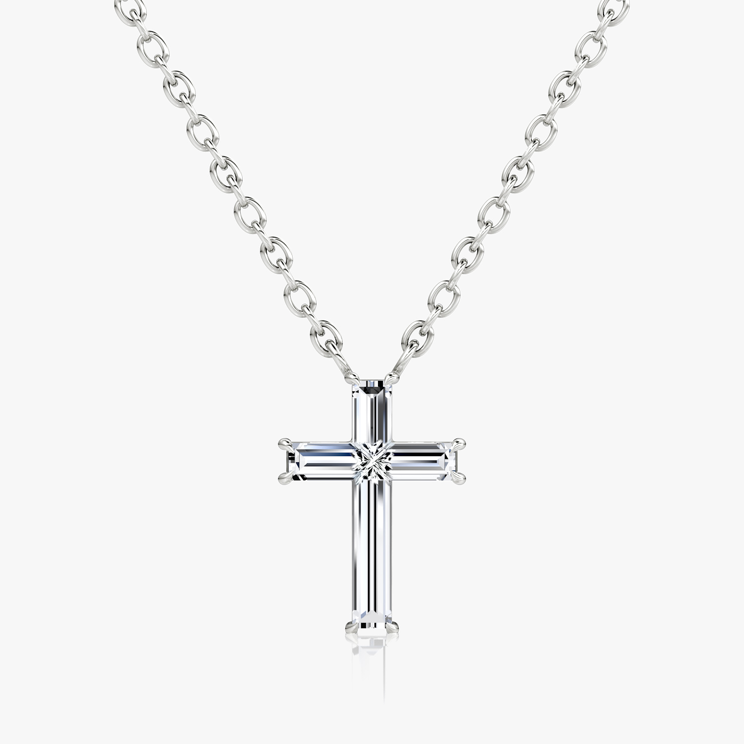 Petite Cross Necklace in White Gold