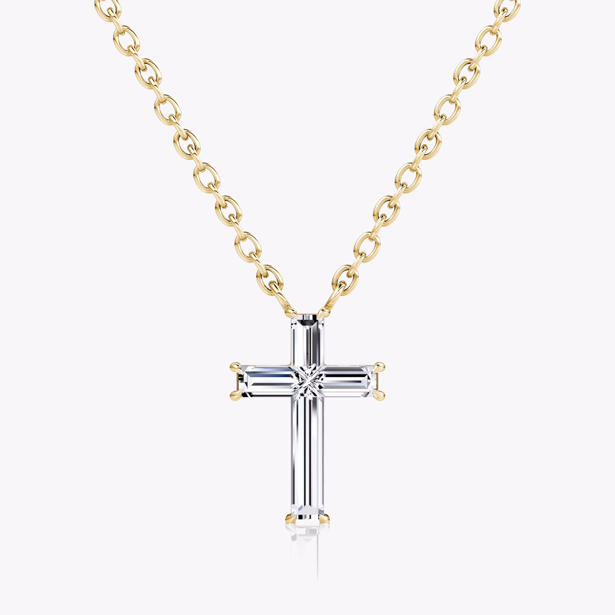 petite cross necklace front yellow
