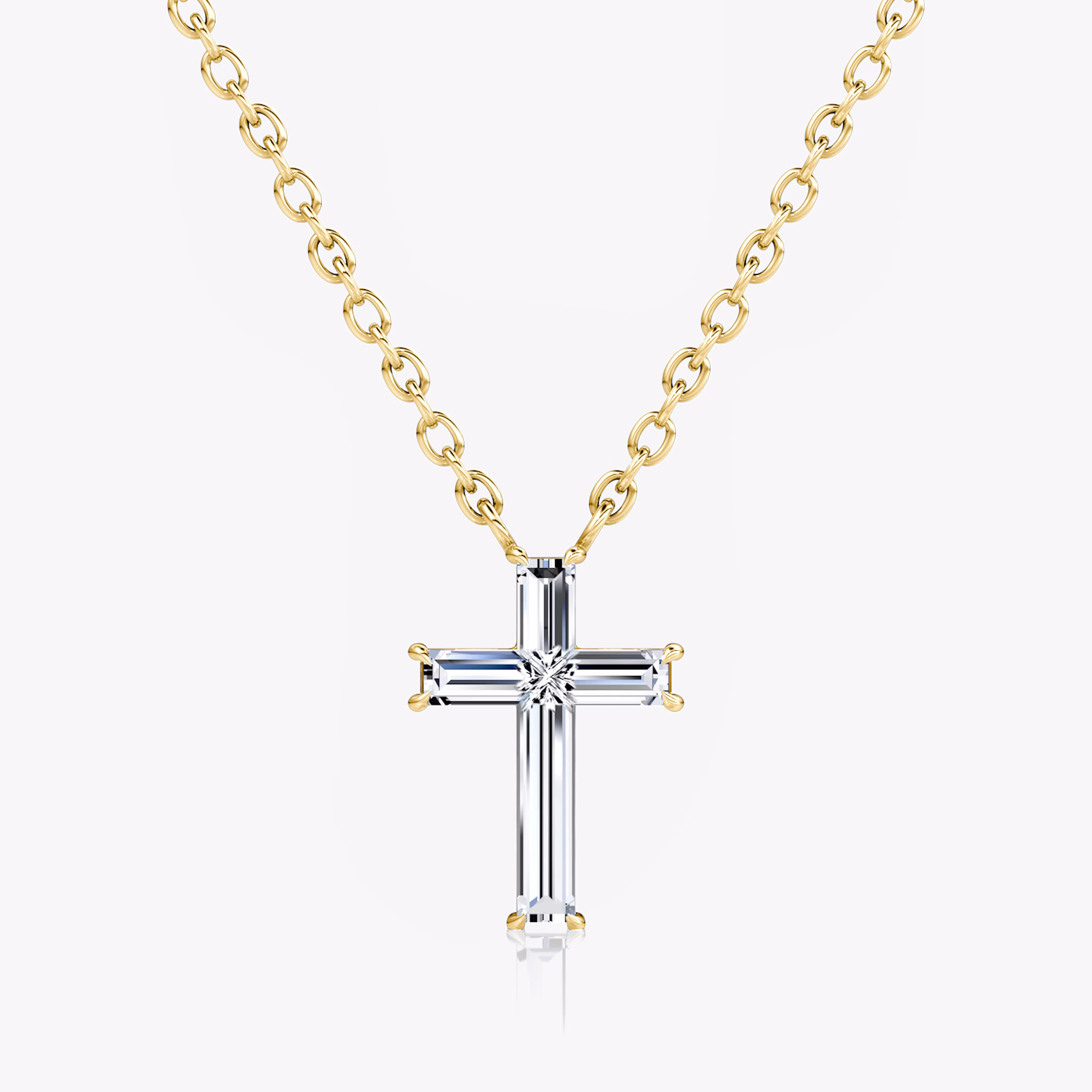 petite cross necklace front yellow