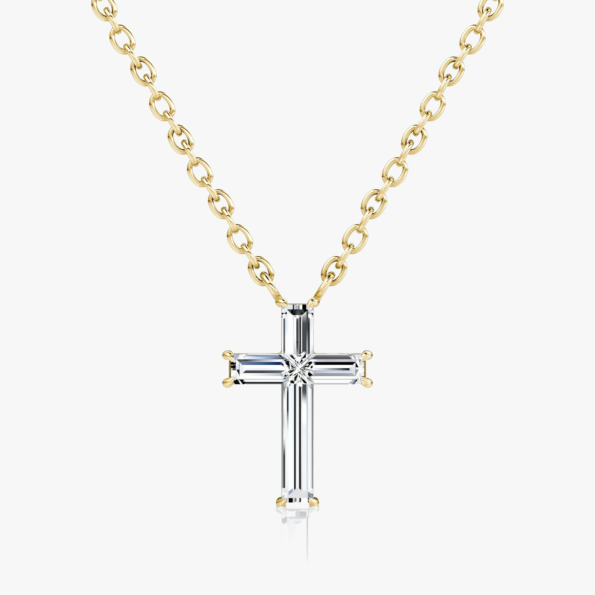 petite cross necklace front yellow