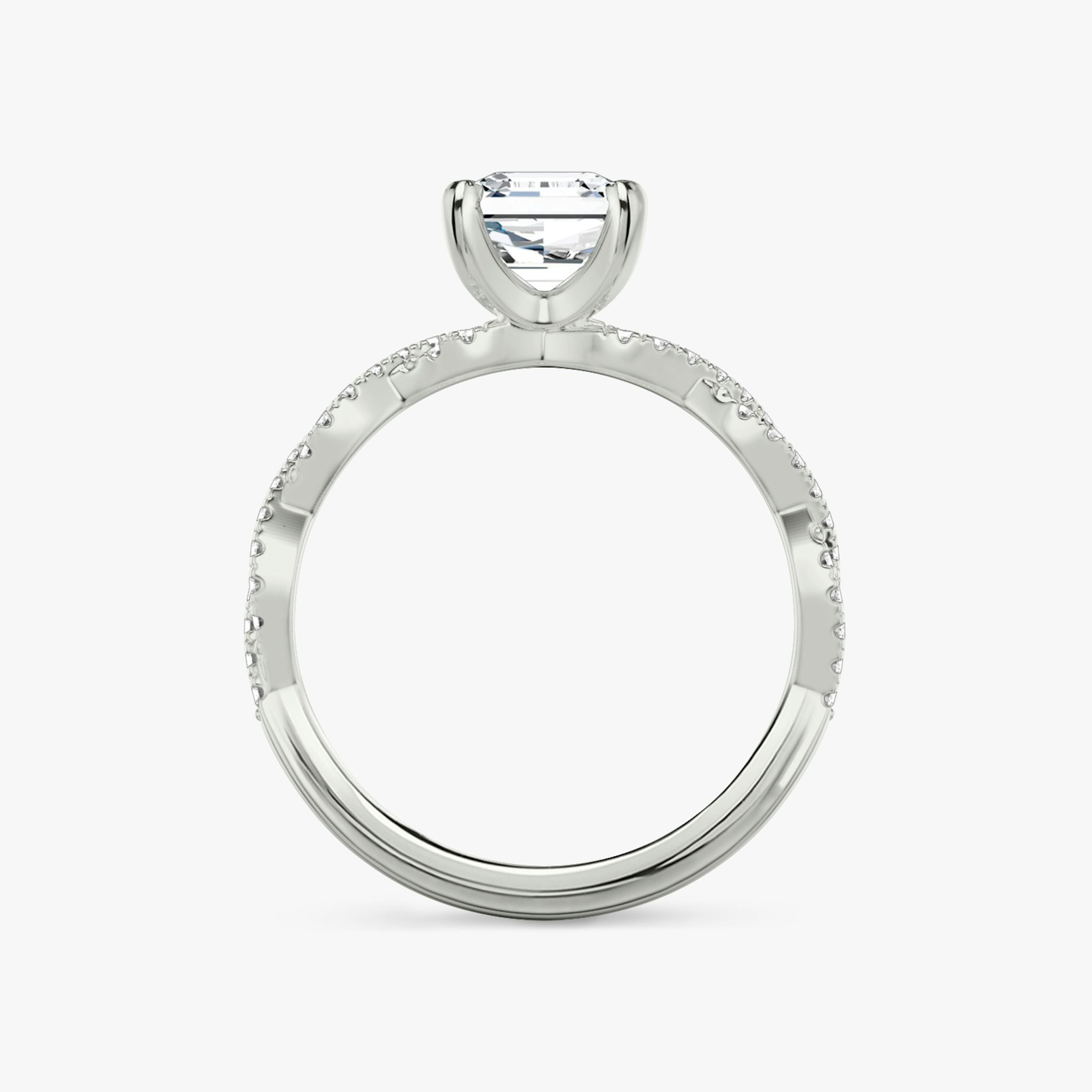 The Twisted Classic | Asscher | Platinum | bandAccent: Double pavé | diamondOrientation: vertical | caratWeight: other