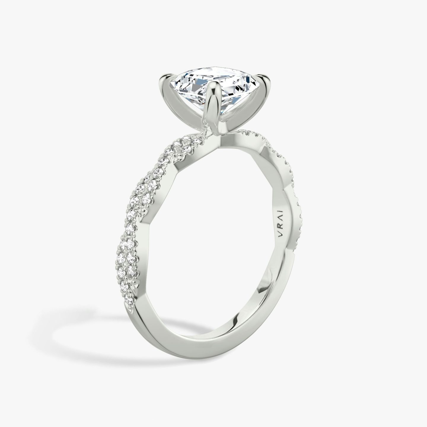 The Twisted Classic | Asscher | Platinum | bandAccent: Double pavé | diamondOrientation: vertical | caratWeight: other