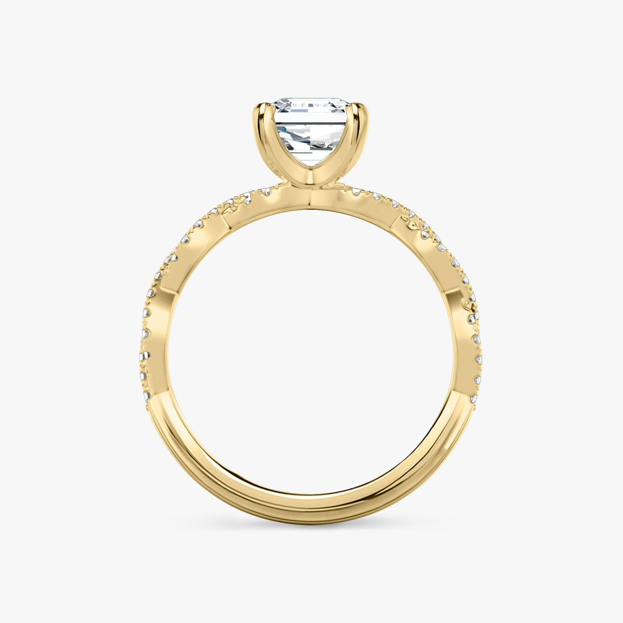 The Twisted Classic | Asscher | 18k | Yellow Gold | bandAccent: Double pavé | diamondOrientation: vertical | caratWeight: other