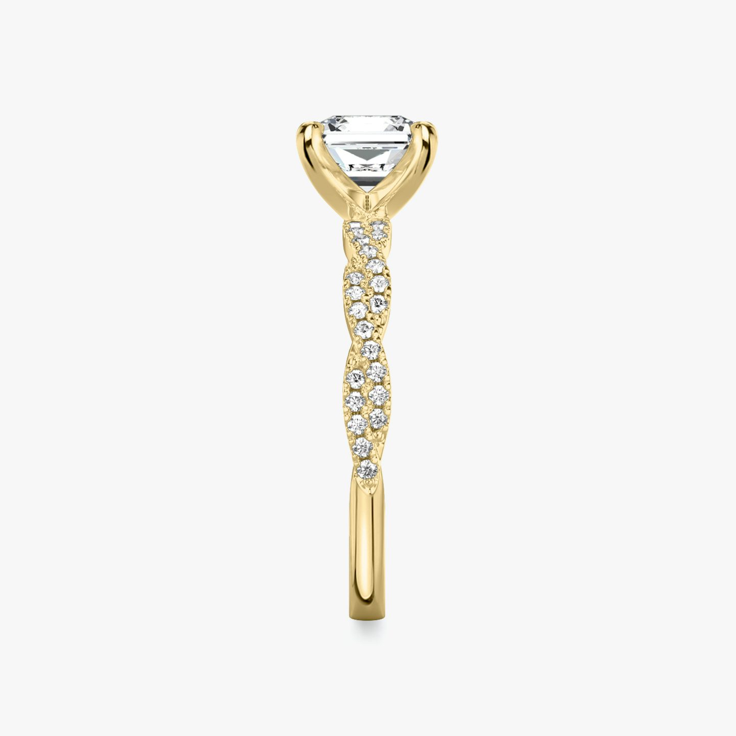 The Twisted Classic | Asscher | 18k | Yellow Gold | bandAccent: Double pavé | diamondOrientation: vertical | caratWeight: other