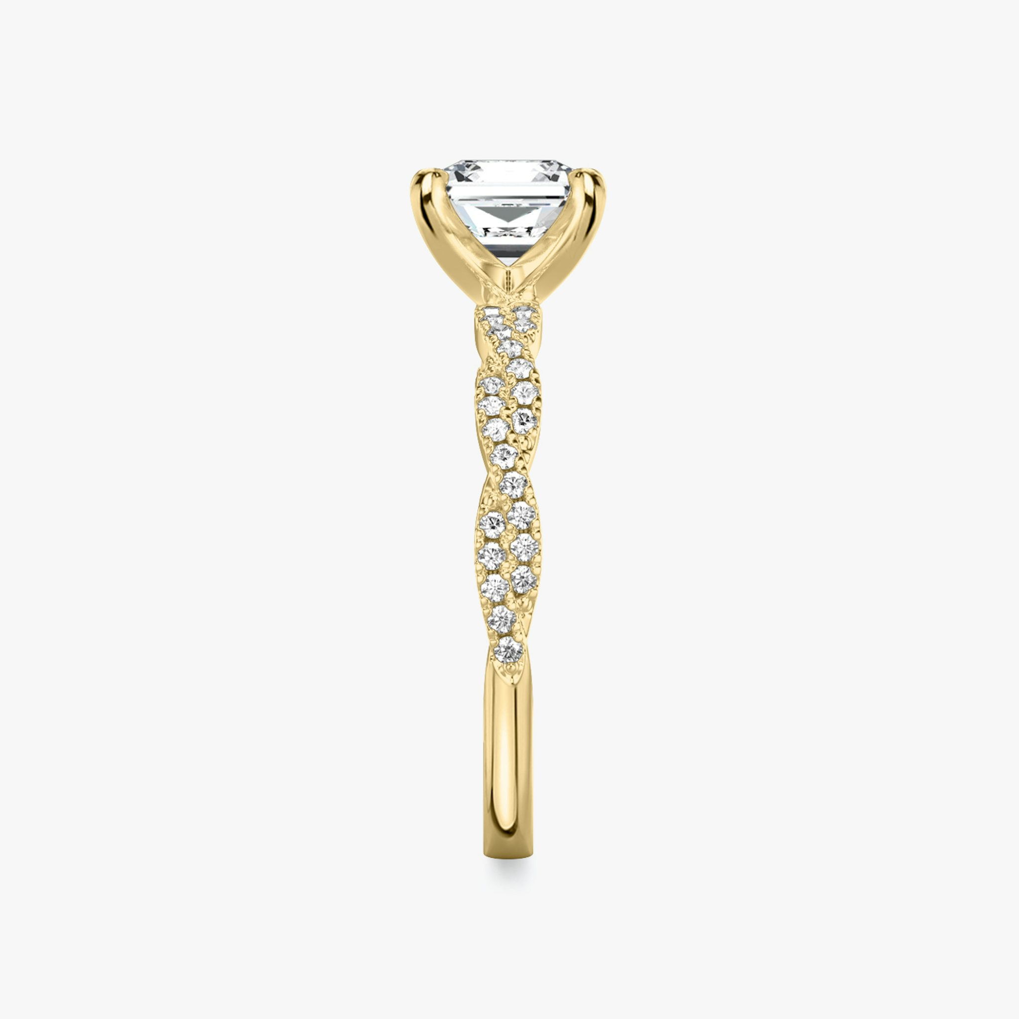The Twisted Classic | Asscher | 18k | Yellow Gold | bandAccent: Double pavé | diamondOrientation: vertical | caratWeight: other