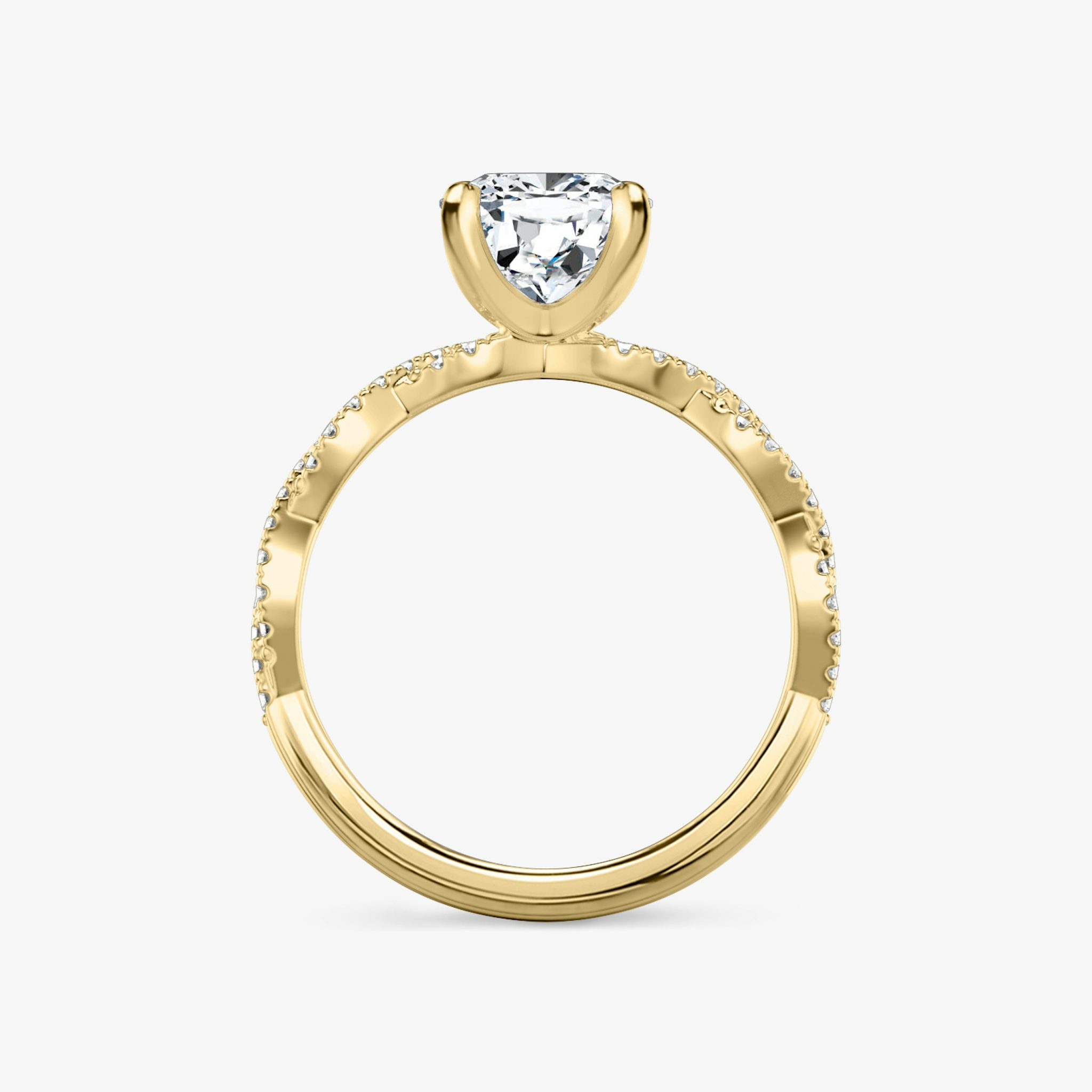 The Twisted Classic | Cushion | 18k | Yellow Gold | bandAccent: Double pavé | diamondOrientation: vertical | caratWeight: other
