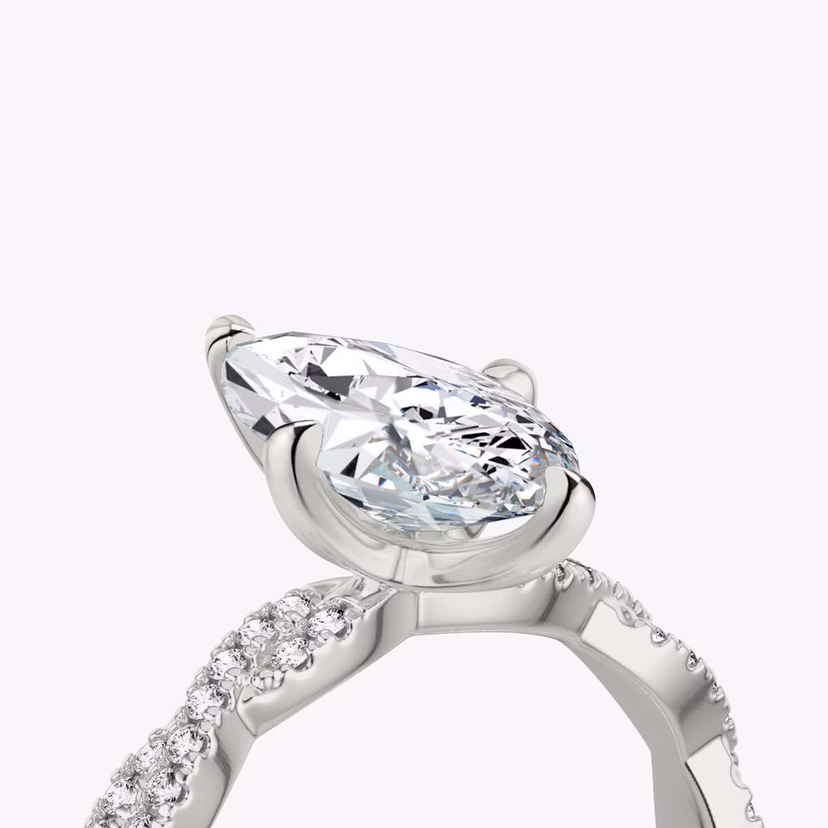 The Twisted Classic | Marquise | 18k | White Gold | bandAccent: Double pavé | diamondOrientation: vertical | caratWeight: other