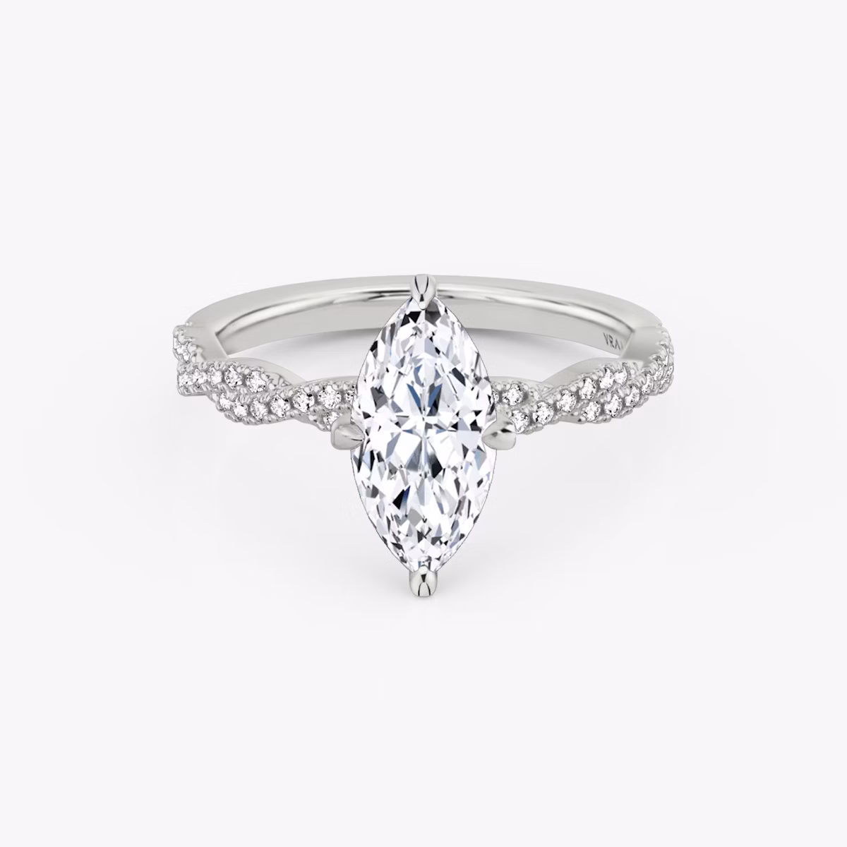 The Twisted Classic | Marquise | 18k | White Gold | bandAccent: Double pavé | diamondOrientation: vertical | caratWeight: other