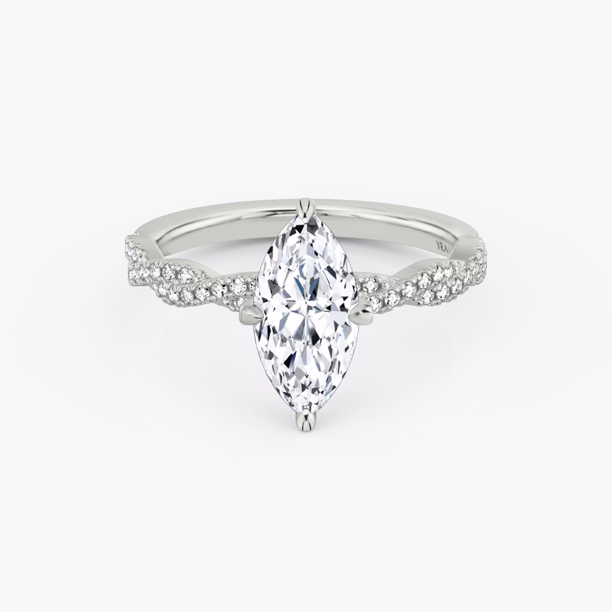 The Twisted Classic | Marquise | Platinum | bandAccent: Double pavé | diamondOrientation: vertical | caratWeight: other