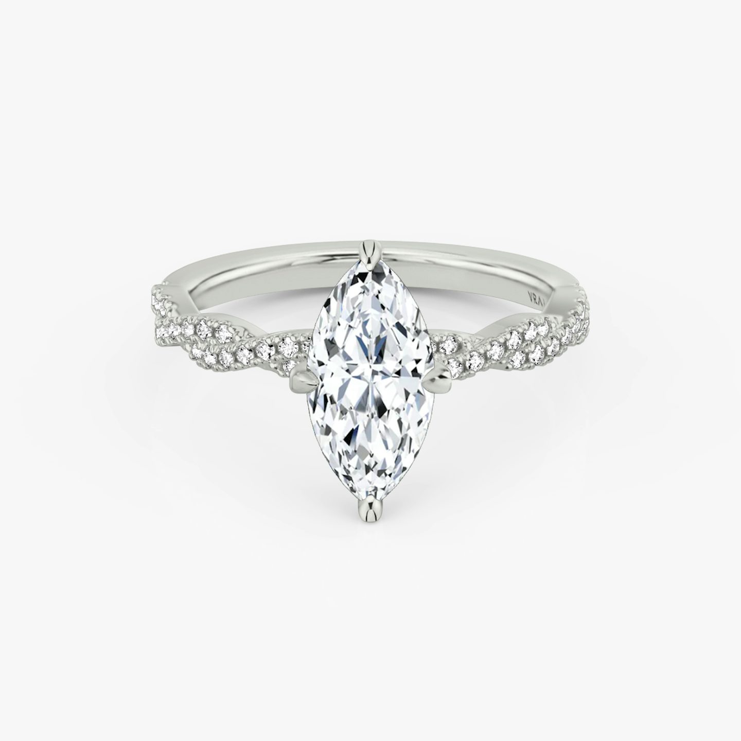 The Twisted Classic | Marquise | Platinum | bandAccent: Double pavé | diamondOrientation: vertical | caratWeight: other