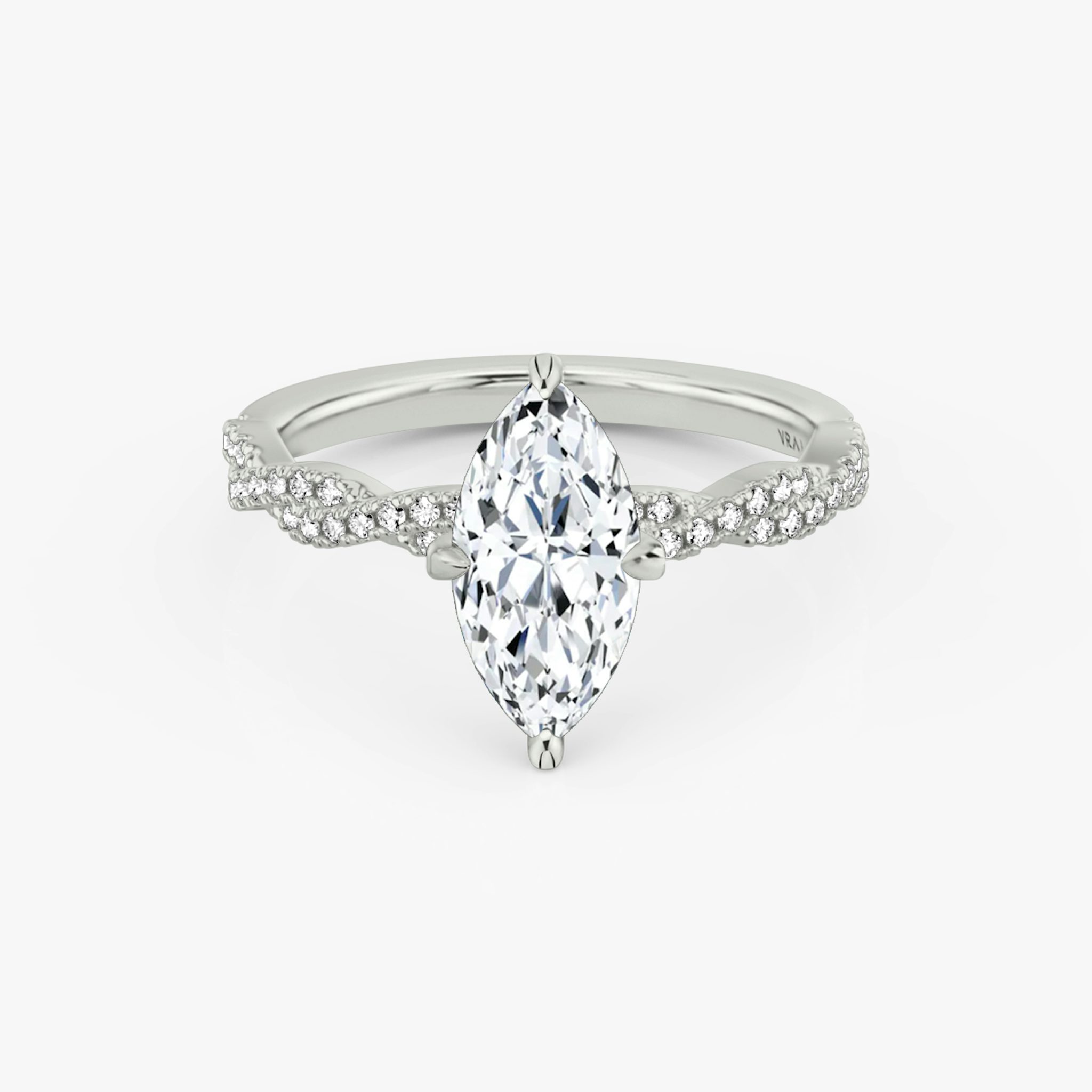 The Twisted Classic | Marquise | Platinum | bandAccent: Double pavé | diamondOrientation: vertical | caratWeight: other
