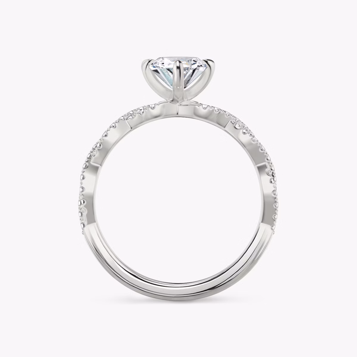 The Twisted Classic | Marquise | 18k | White Gold | bandAccent: Double pavé | diamondOrientation: vertical | caratWeight: other