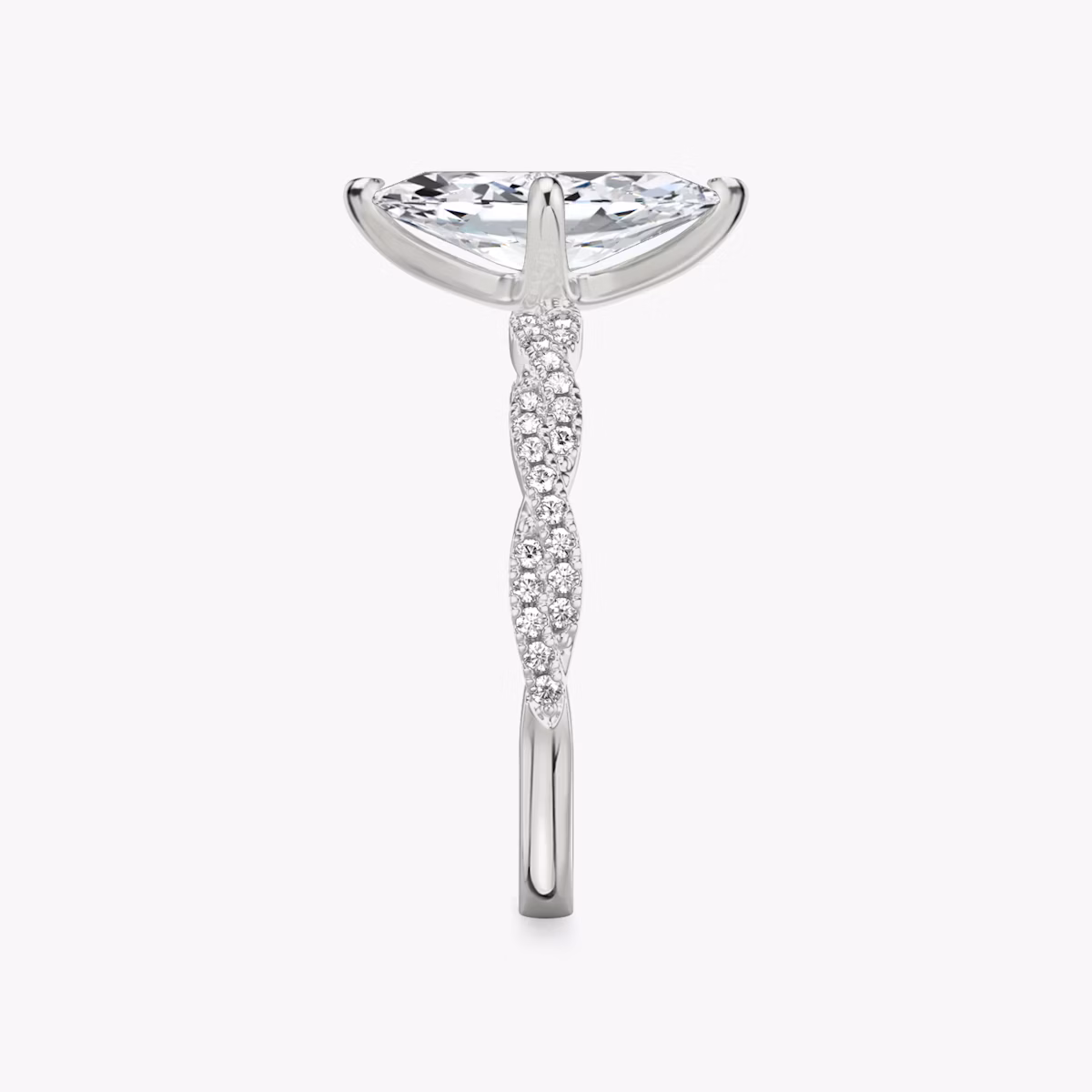 The Twisted Classic | Marquise | 18k | White Gold | bandAccent: Double pavé | diamondOrientation: vertical | caratWeight: other