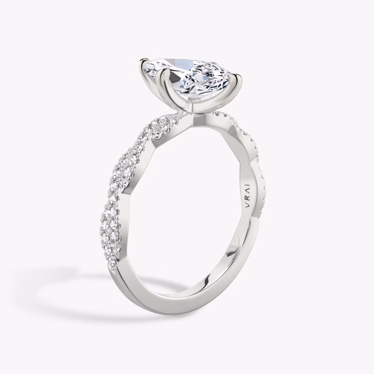 The Twisted Classic | Marquise | 18k | White Gold | bandAccent: Double pavé | diamondOrientation: vertical | caratWeight: other