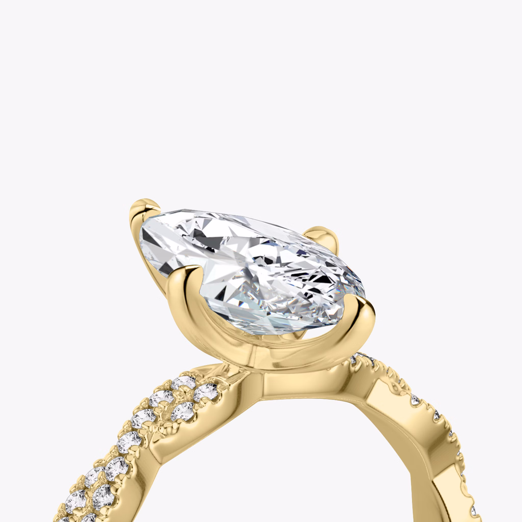 The Twisted Classic | Marquise | 18k | Yellow Gold | bandAccent: Double pavé | diamondOrientation: vertical | caratWeight: other