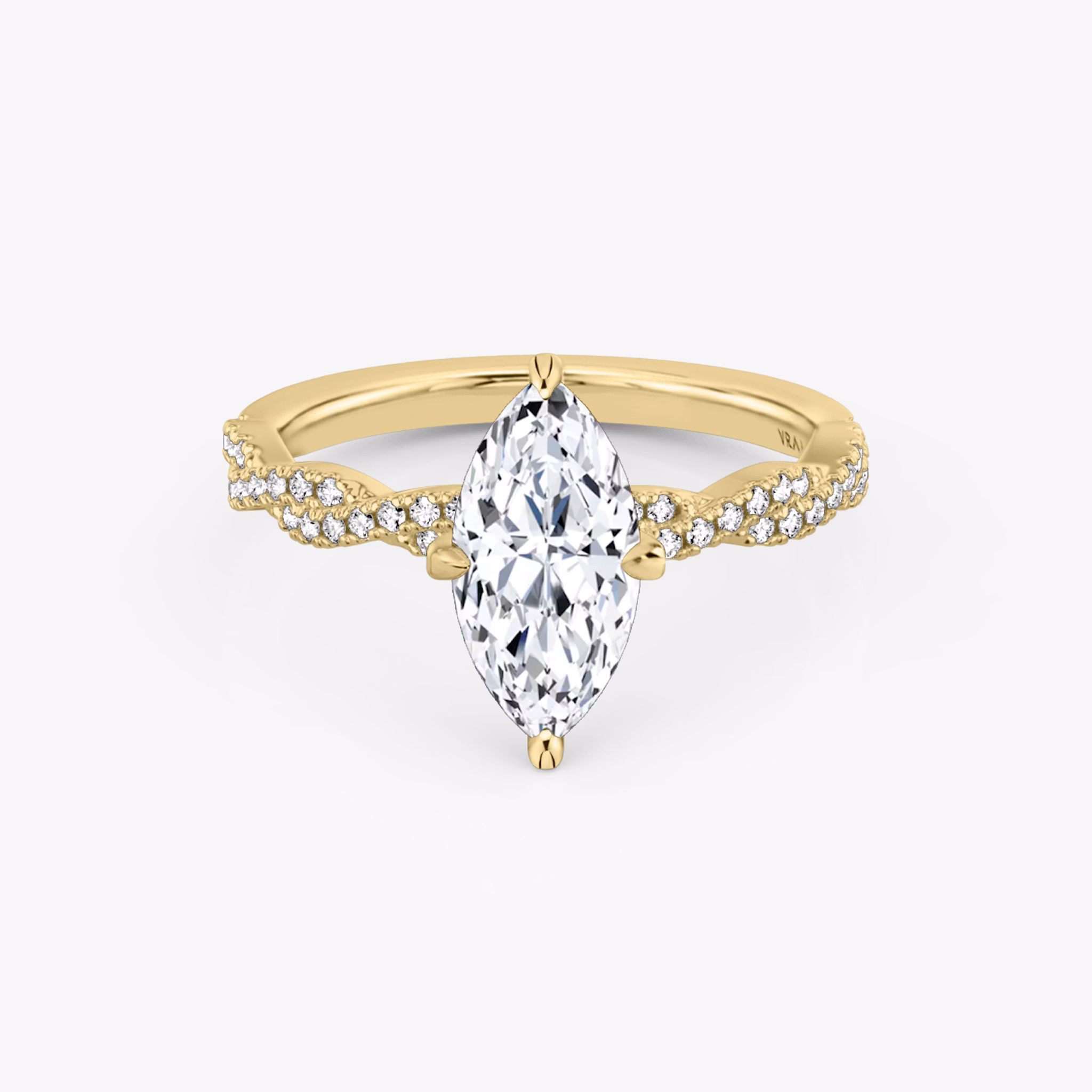 The Twisted Classic | Marquise | 18k | Yellow Gold | bandAccent: Double pavé | diamondOrientation: vertical | caratWeight: other