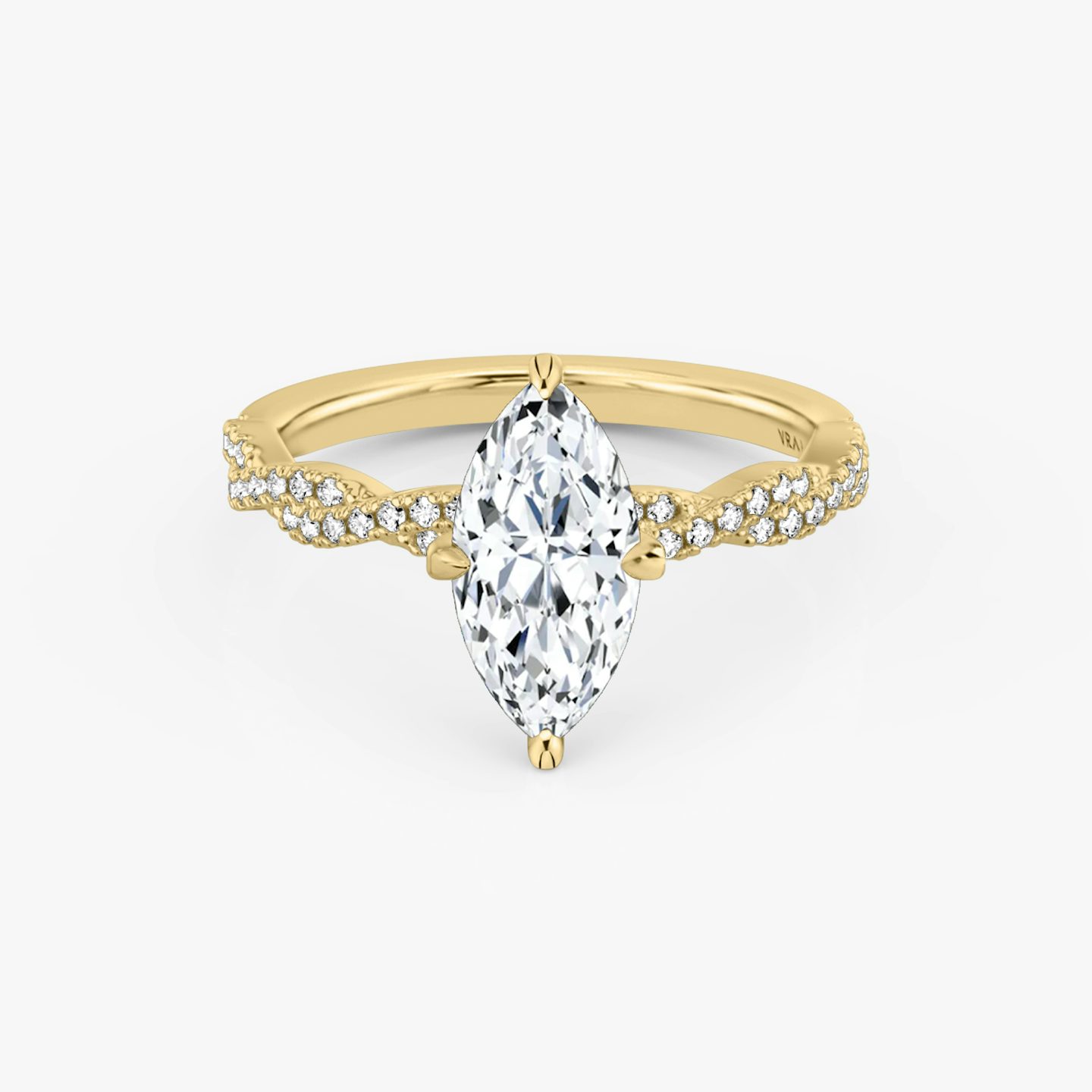 The Twisted Classic | Marquise | 18k | Yellow Gold | bandAccent: Double pavé | diamondOrientation: vertical | caratWeight: other
