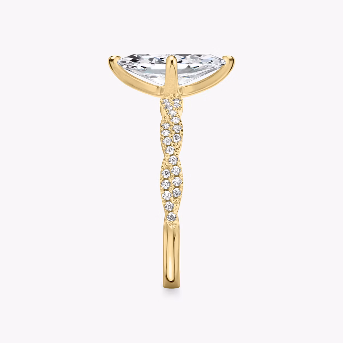 The Twisted Classic | Marquise | 18k | Yellow Gold | bandAccent: Double pavé | diamondOrientation: vertical | caratWeight: other