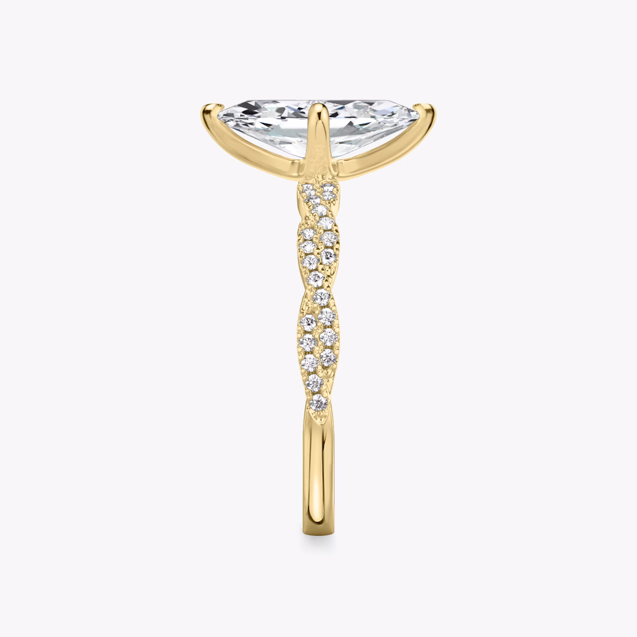 The Twisted Classic | Marquise | 18k | Yellow Gold | bandAccent: Double pavé | diamondOrientation: vertical | caratWeight: other