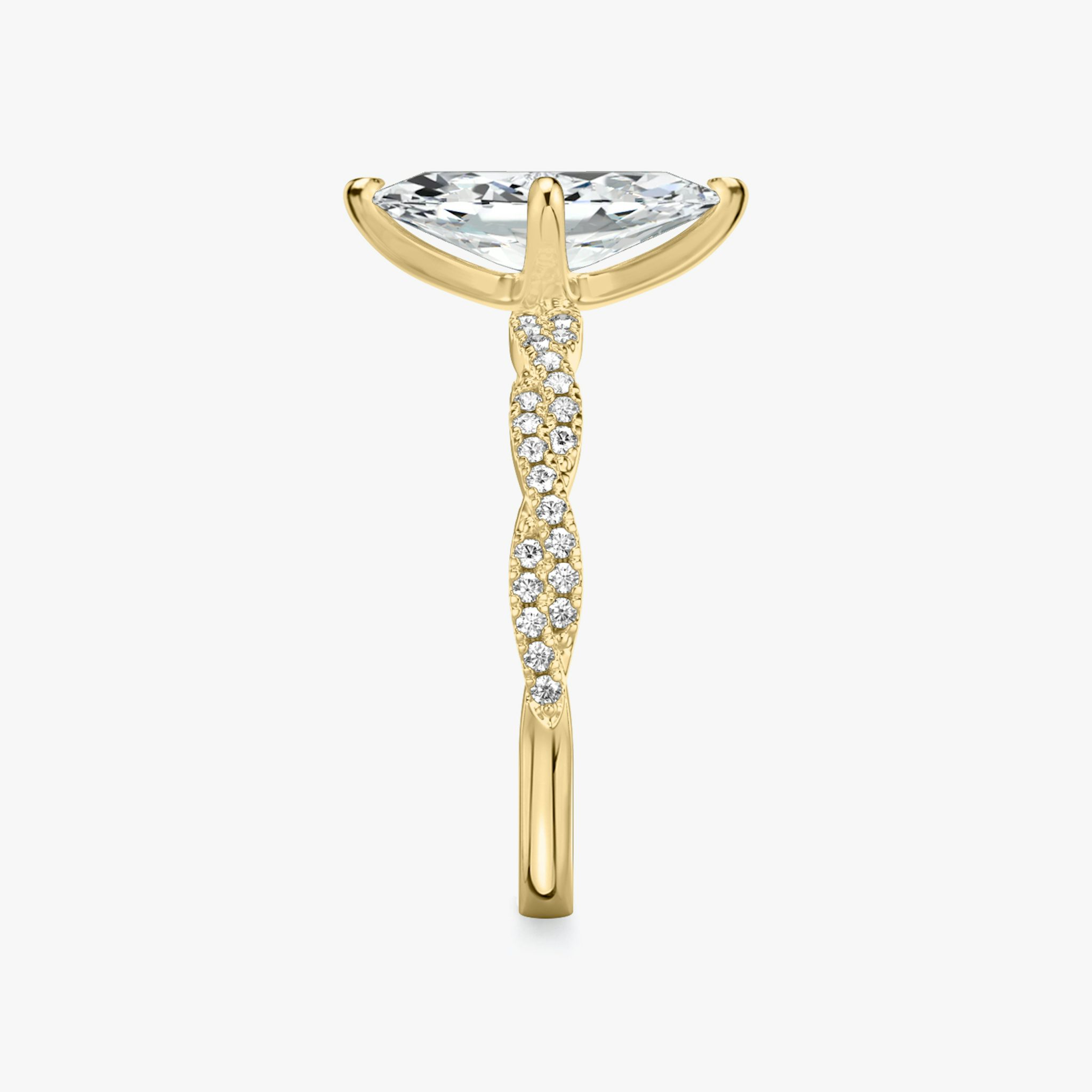The Twisted Classic | Marquise | 18k | Yellow Gold | bandAccent: Double pavé | diamondOrientation: vertical | caratWeight: other