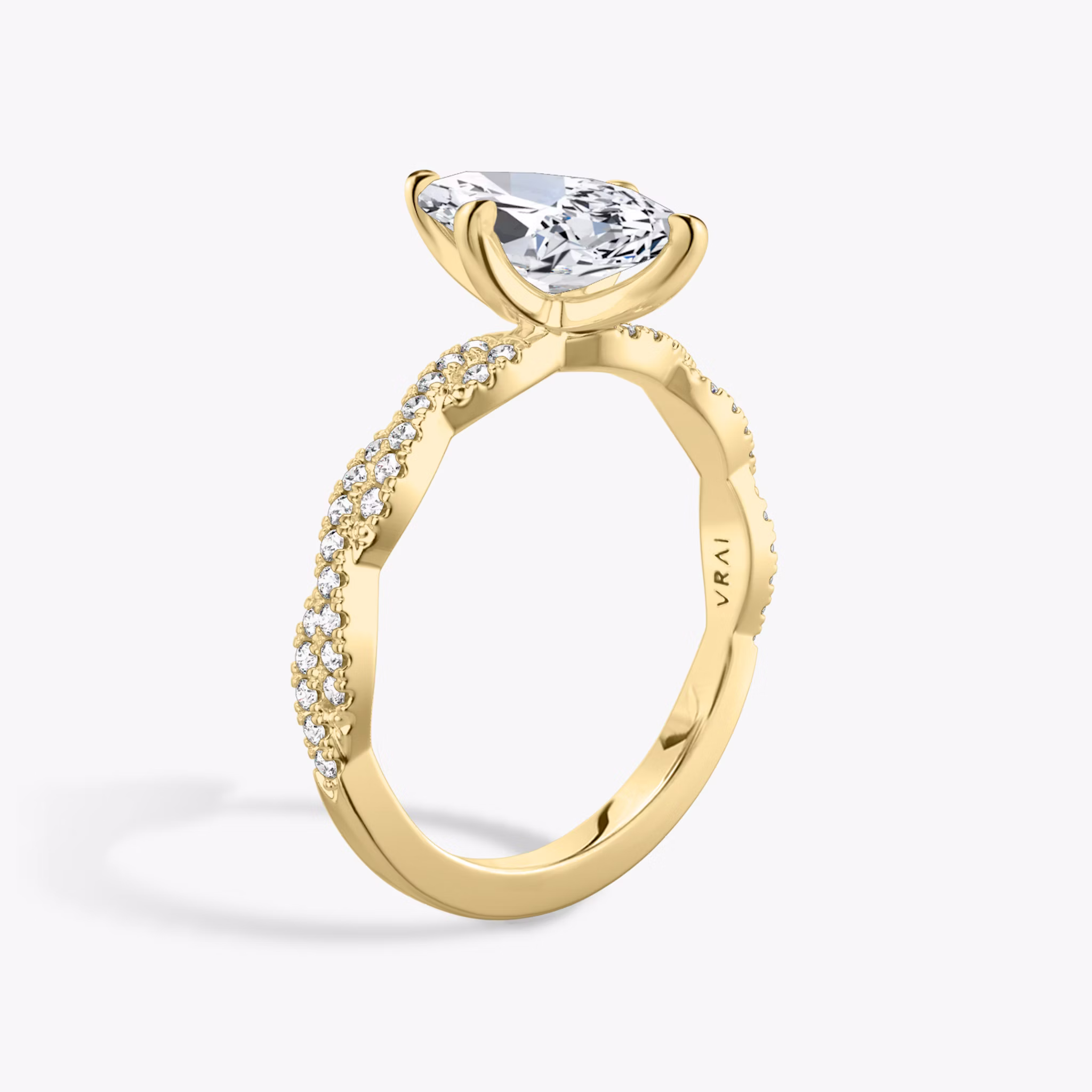 The Twisted Classic | Marquise | 18k | Yellow Gold | bandAccent: Double pavé | diamondOrientation: vertical | caratWeight: other