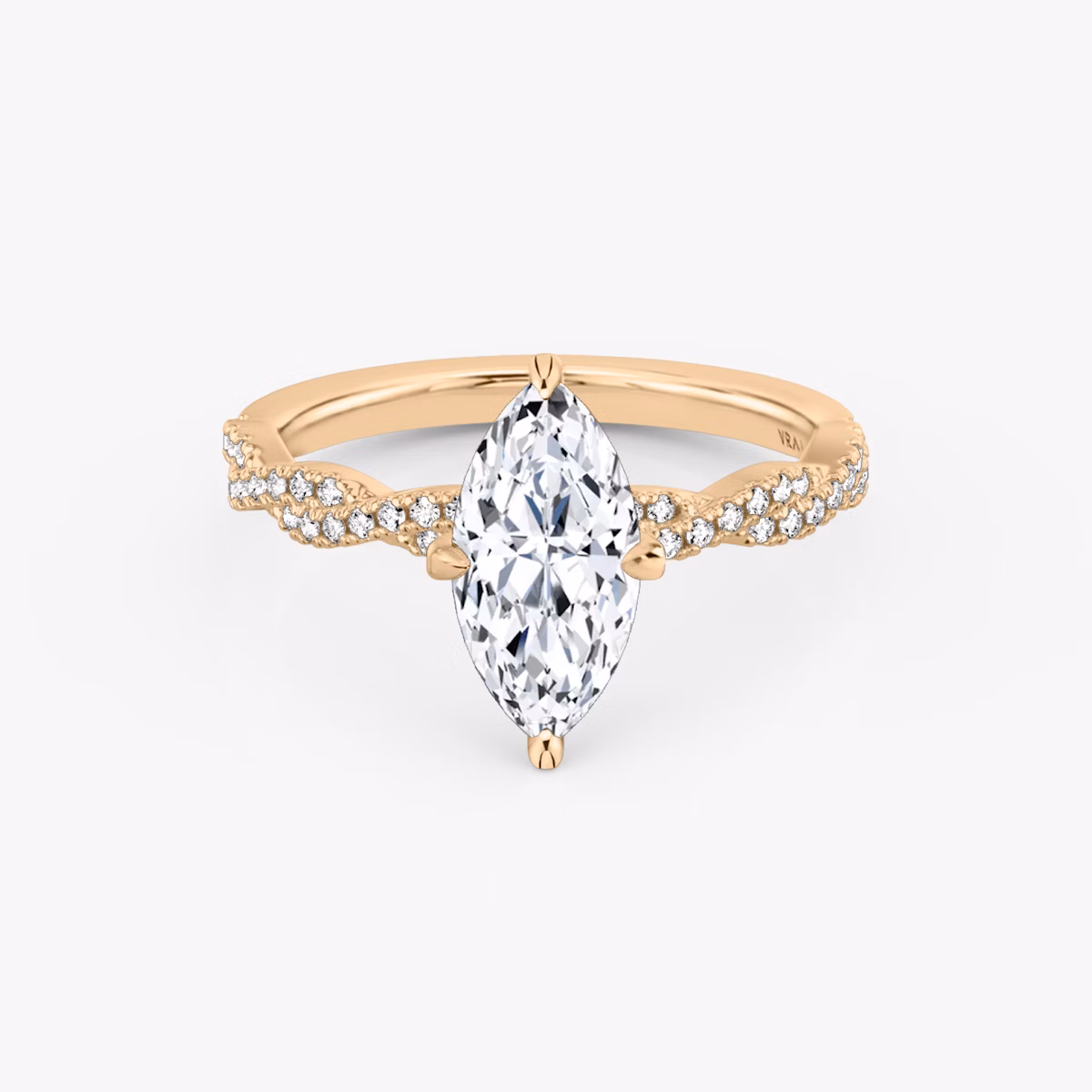 The Twisted Classic | Marquise | 14k | Rose Gold | bandAccent: Double pavé | diamondOrientation: vertical | caratWeight: other