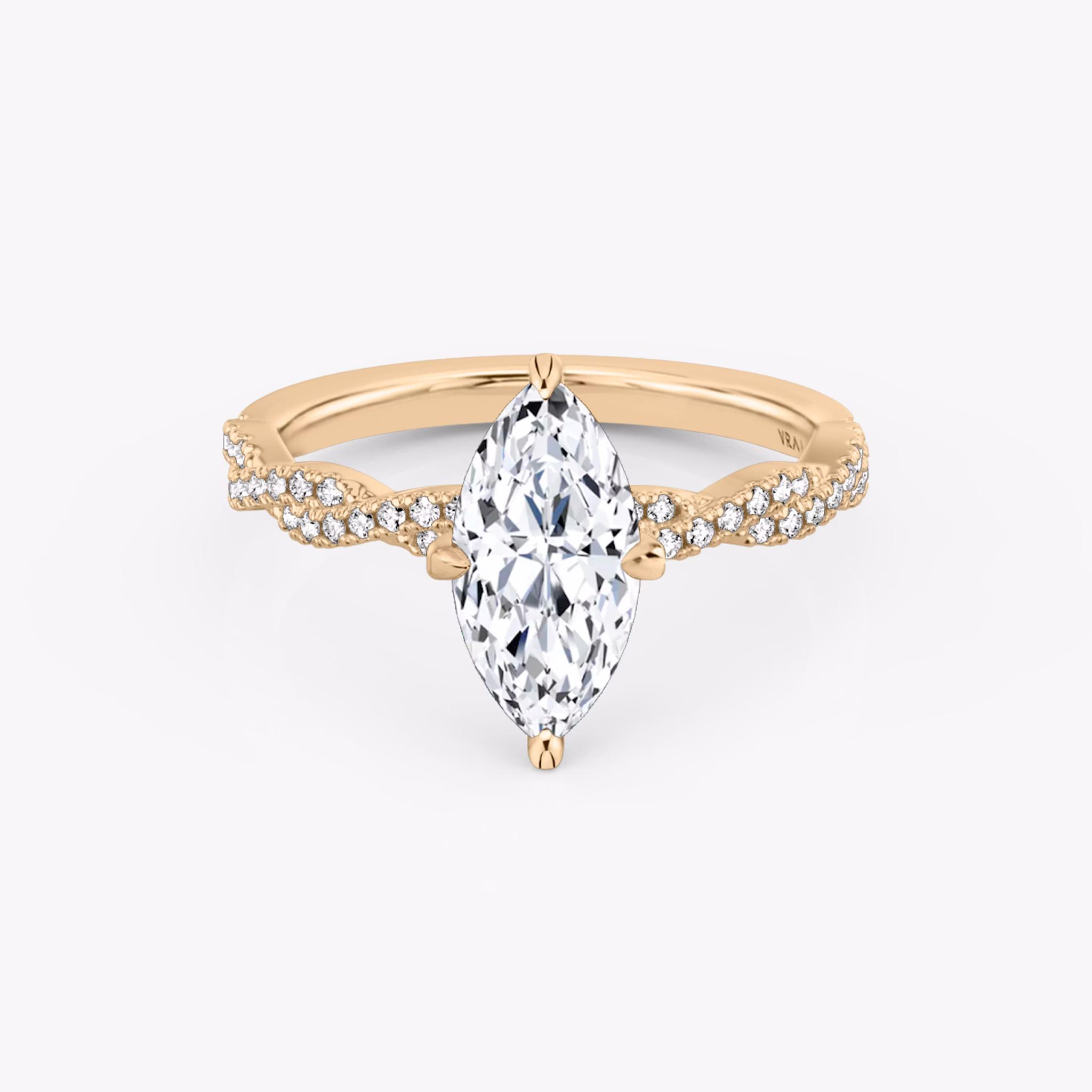 The Twisted Classic | Marquise | 14k | Rose Gold | bandAccent: Double pavé | diamondOrientation: vertical | caratWeight: other
