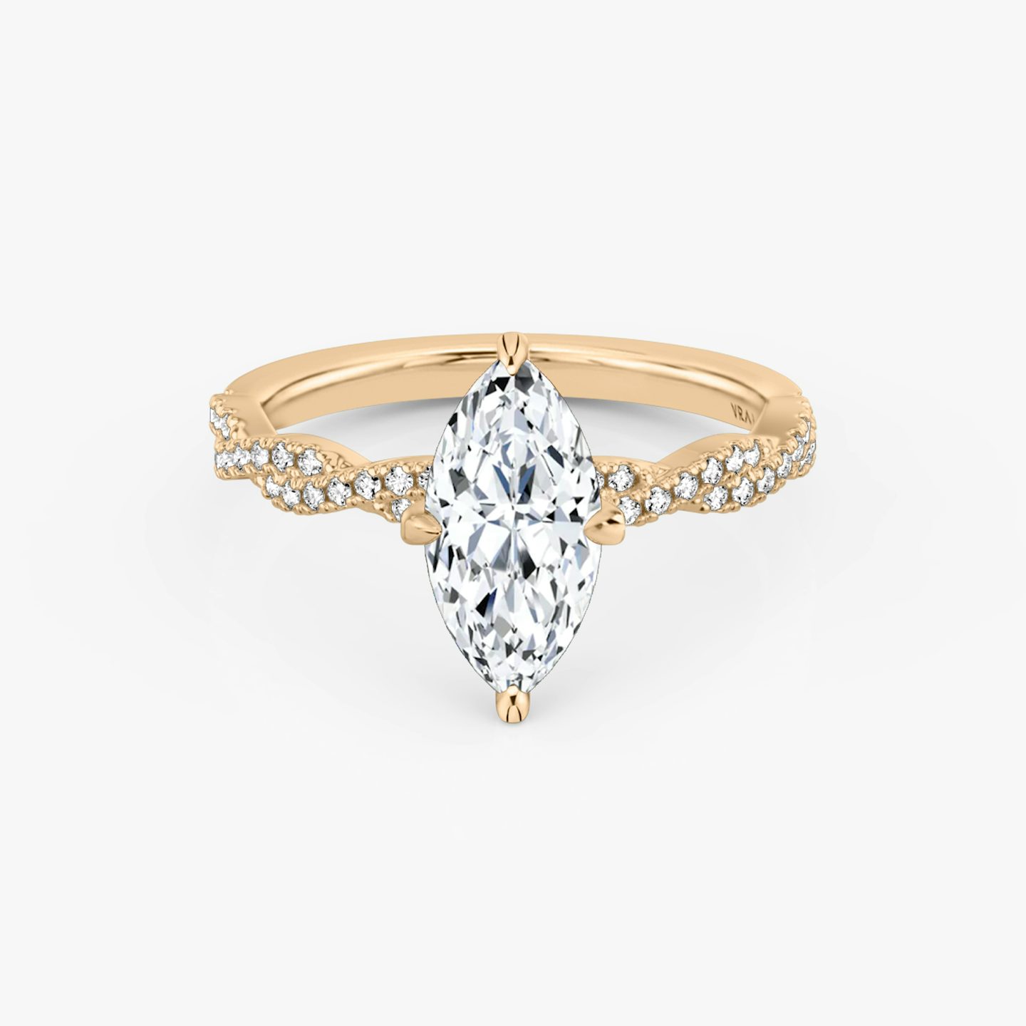 The Twisted Classic | Marquise | 14k | Rose Gold | bandAccent: Double pavé | diamondOrientation: vertical | caratWeight: other