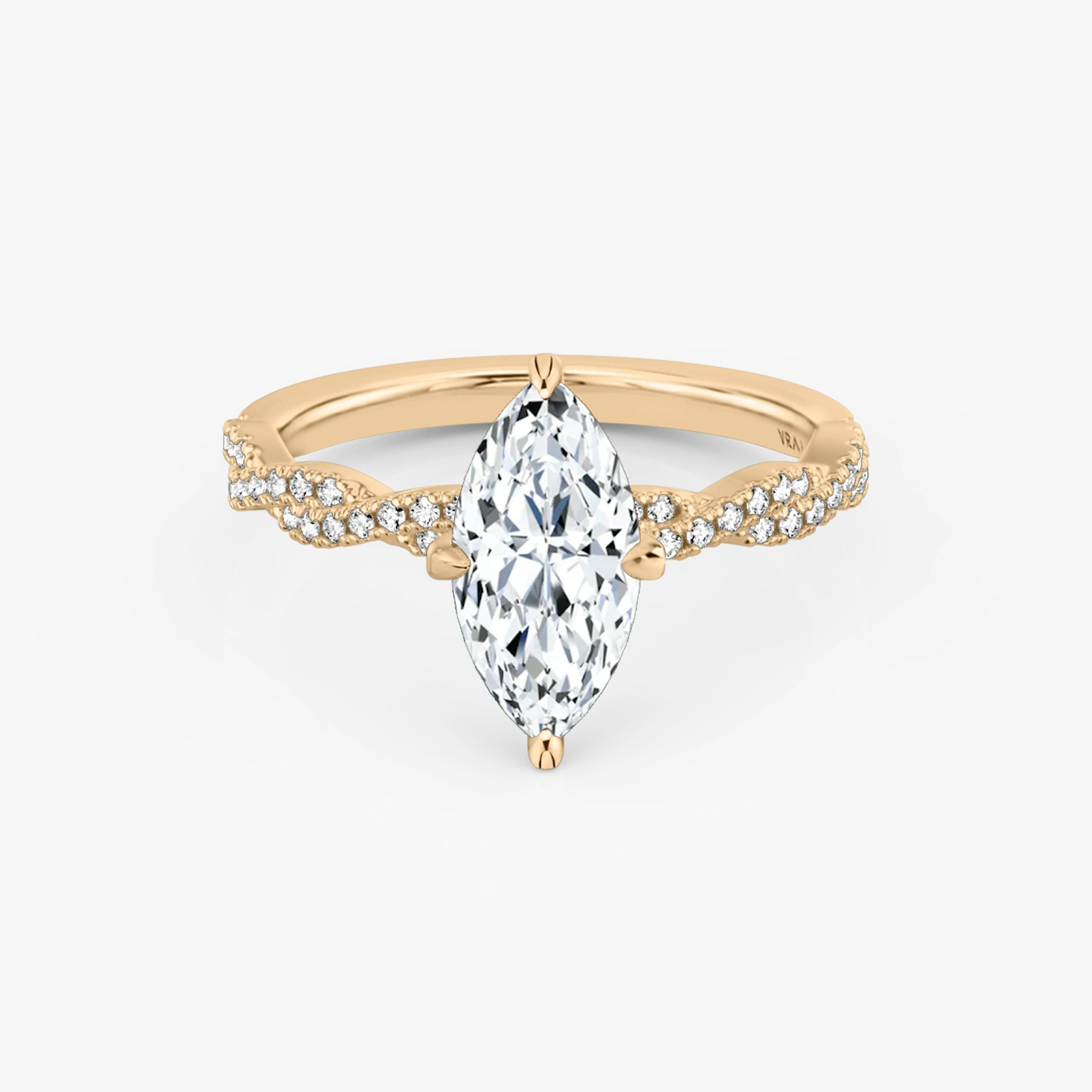 The Twisted Classic | Marquise | 14k | Rose Gold | bandAccent: Double pavé | diamondOrientation: vertical | caratWeight: other