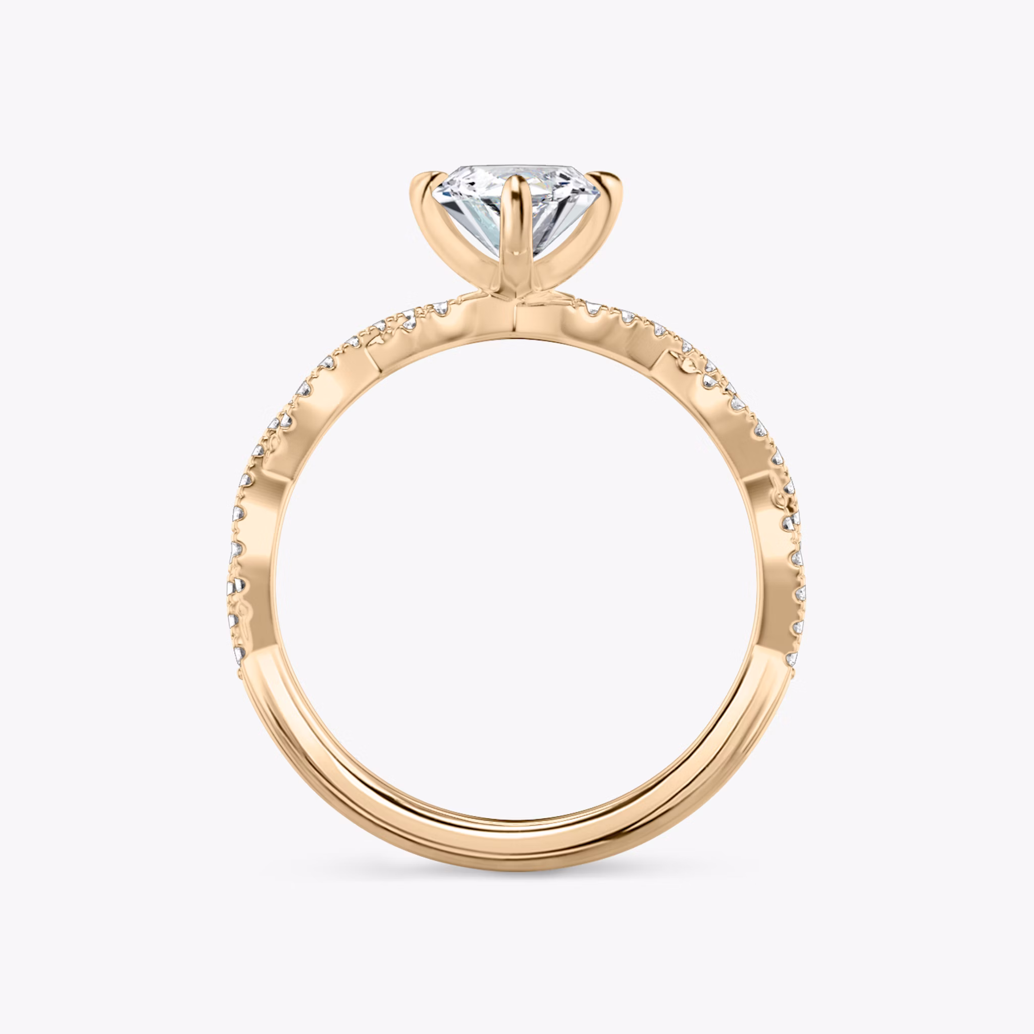 The Twisted Classic | Marquise | 14k | Rose Gold | bandAccent: Double pavé | diamondOrientation: vertical | caratWeight: other