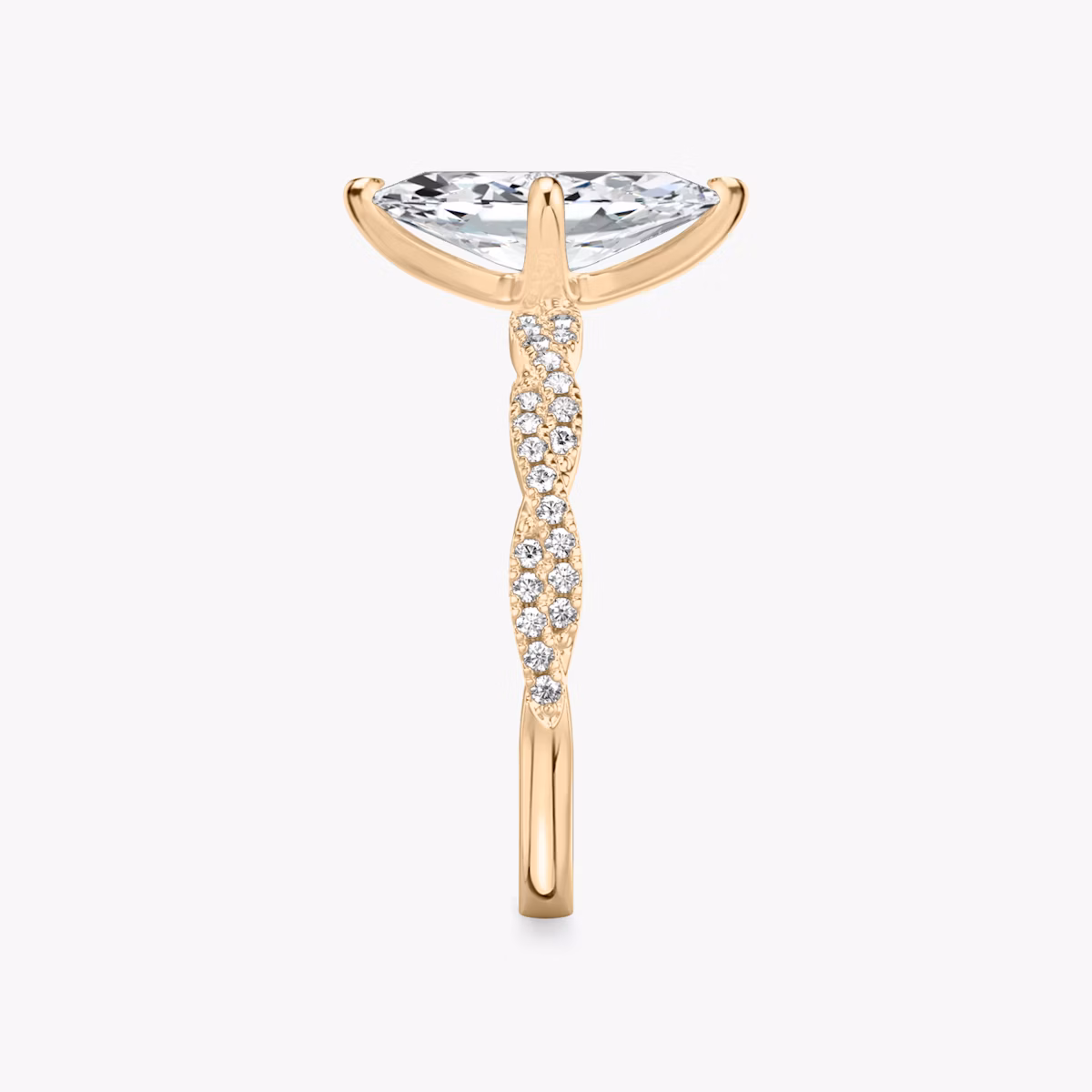 The Twisted Classic | Marquise | 14k | Rose Gold | bandAccent: Double pavé | diamondOrientation: vertical | caratWeight: other