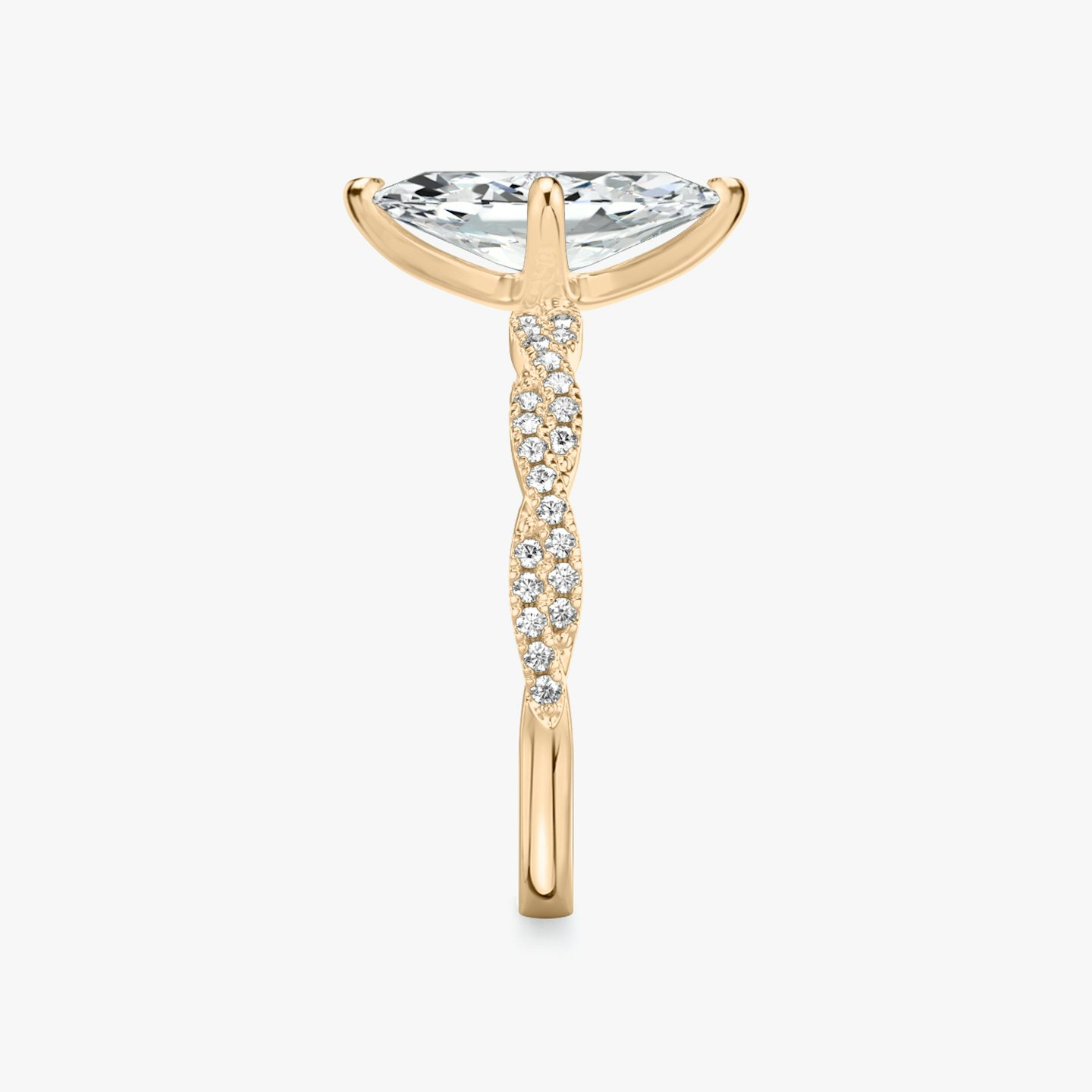 The Twisted Classic | Marquise | 14k | Rose Gold | bandAccent: Double pavé | diamondOrientation: vertical | caratWeight: other