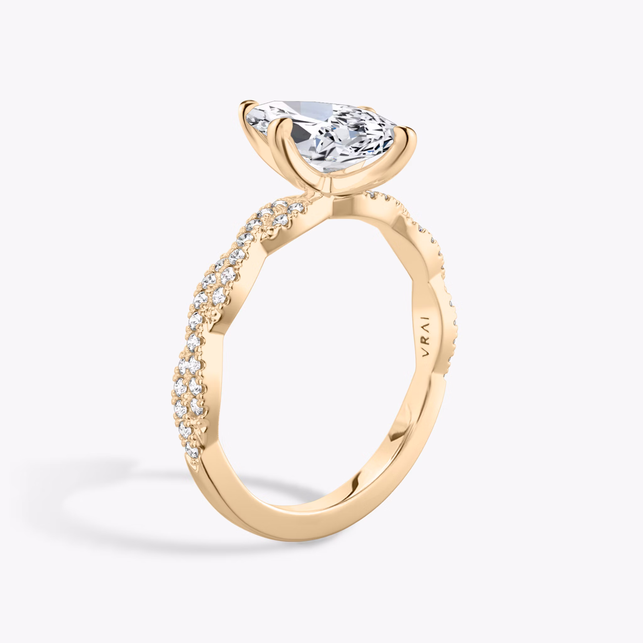 The Twisted Classic | Marquise | 14k | Rose Gold | bandAccent: Double pavé | diamondOrientation: vertical | caratWeight: other