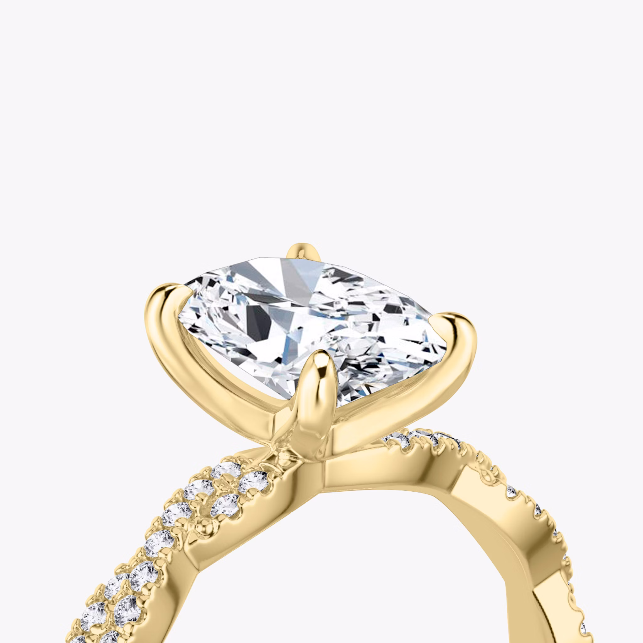 The Twisted Classic | Oval | 18k | Yellow Gold | bandAccent: Double pavé | diamondOrientation: vertical | caratWeight: other