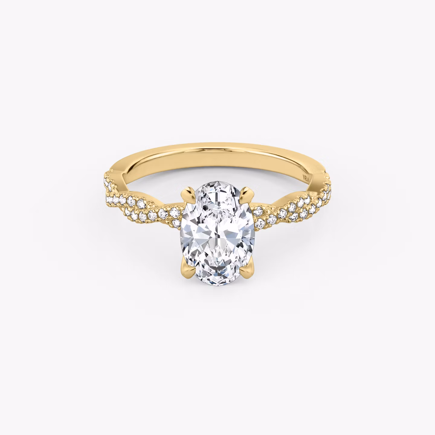 The Twisted Classic | Oval | 18k | Yellow Gold | bandAccent: Double pavé | diamondOrientation: vertical | caratWeight: other
