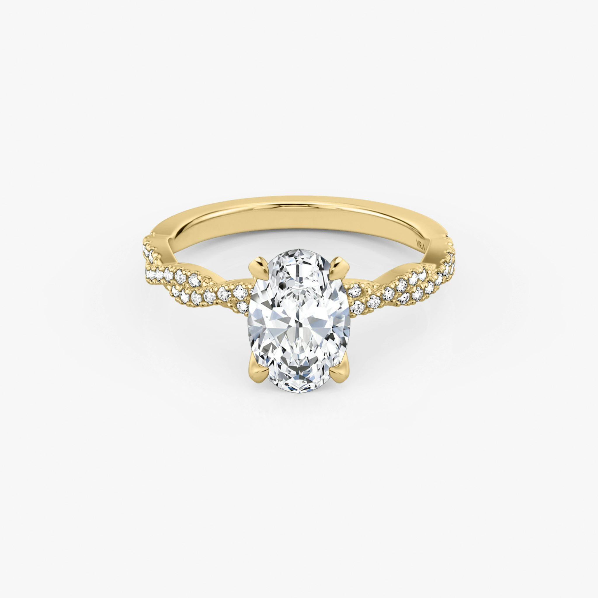 The Twisted Classic | Oval | 18k | Yellow Gold | bandAccent: Double pavé | diamondOrientation: vertical | caratWeight: other