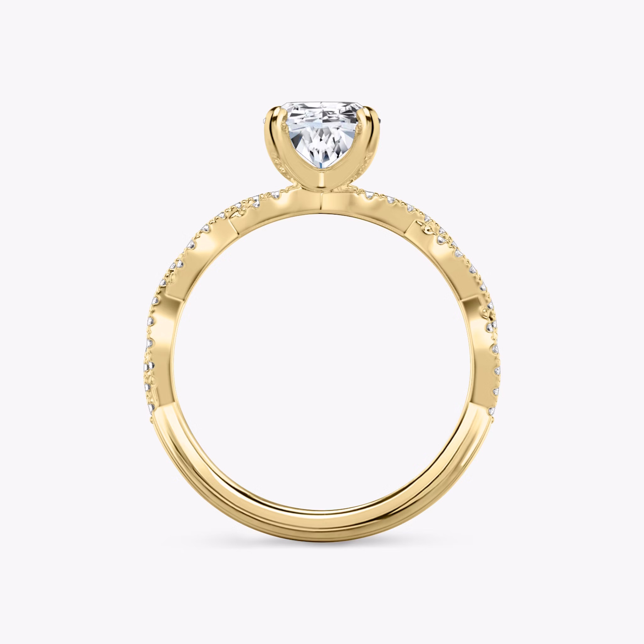The Twisted Classic | Oval | 18k | Yellow Gold | bandAccent: Double pavé | diamondOrientation: vertical | caratWeight: other