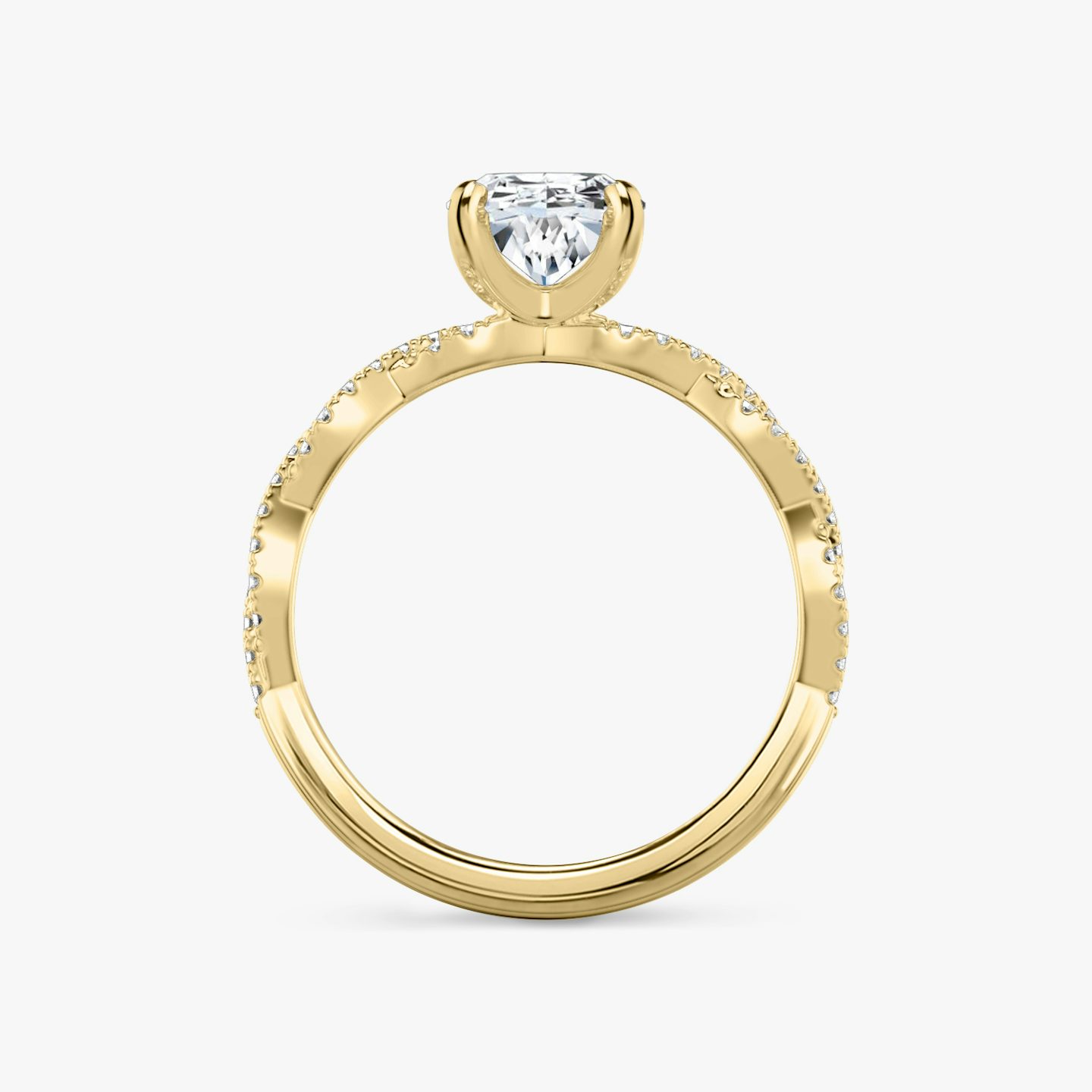 The Twisted Classic | Oval | 18k | Yellow Gold | bandAccent: Double pavé | diamondOrientation: vertical | caratWeight: other