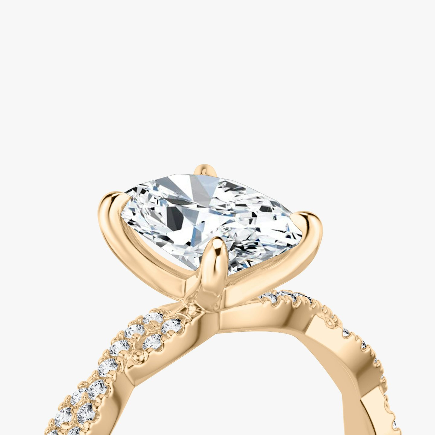 The Twisted Classic | Oval | 14k | Rose Gold | bandAccent: Double pavé | diamondOrientation: vertical | caratWeight: other