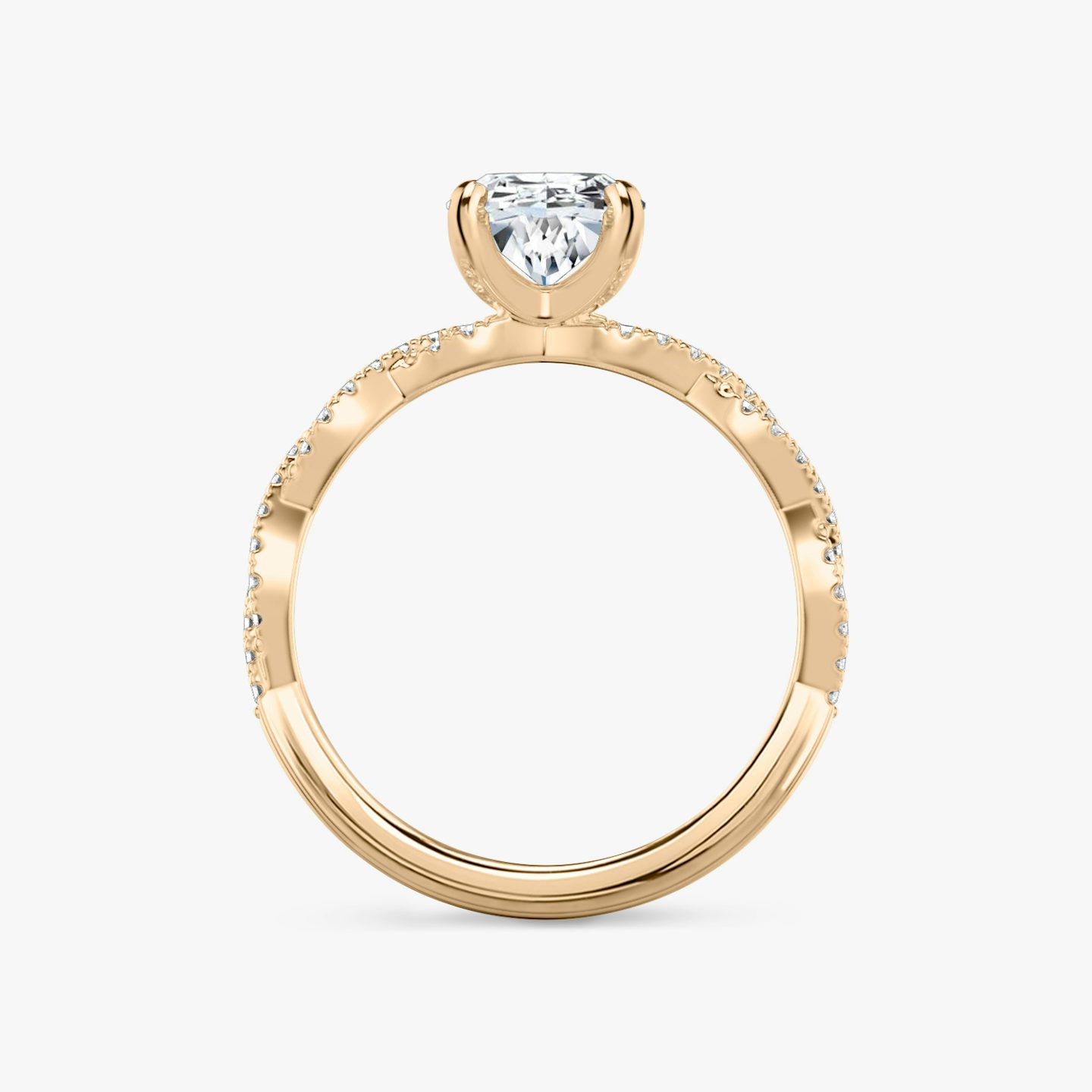 The Twisted Classic | Oval | 14k | Rose Gold | bandAccent: Double pavé | diamondOrientation: vertical | caratWeight: other
