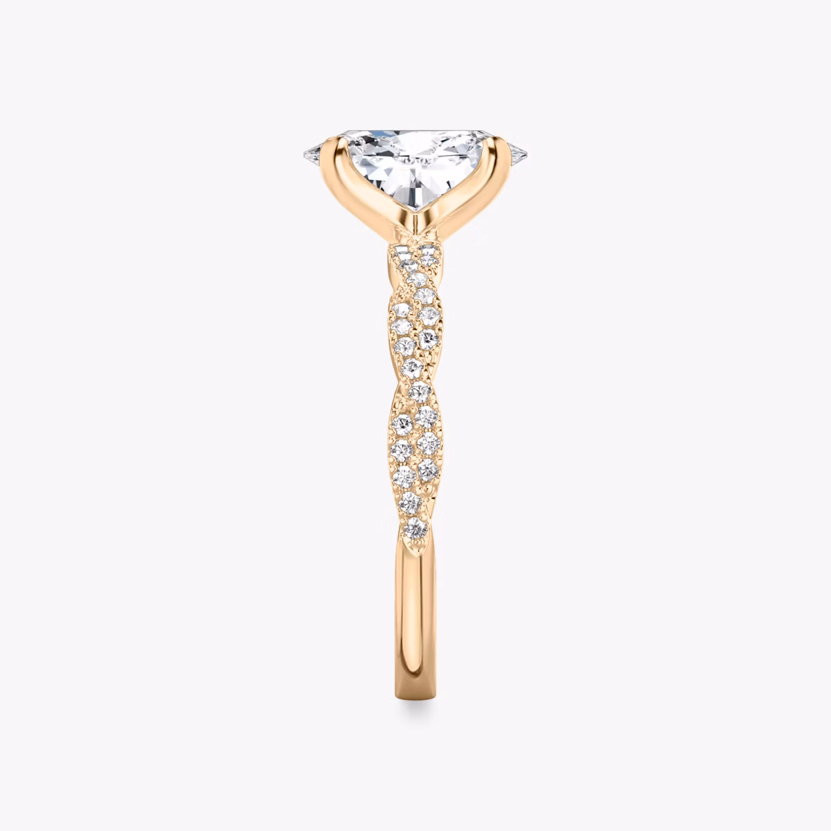 The Twisted Classic | Oval | 14k | Rose Gold | bandAccent: Double pavé | diamondOrientation: vertical | caratWeight: other