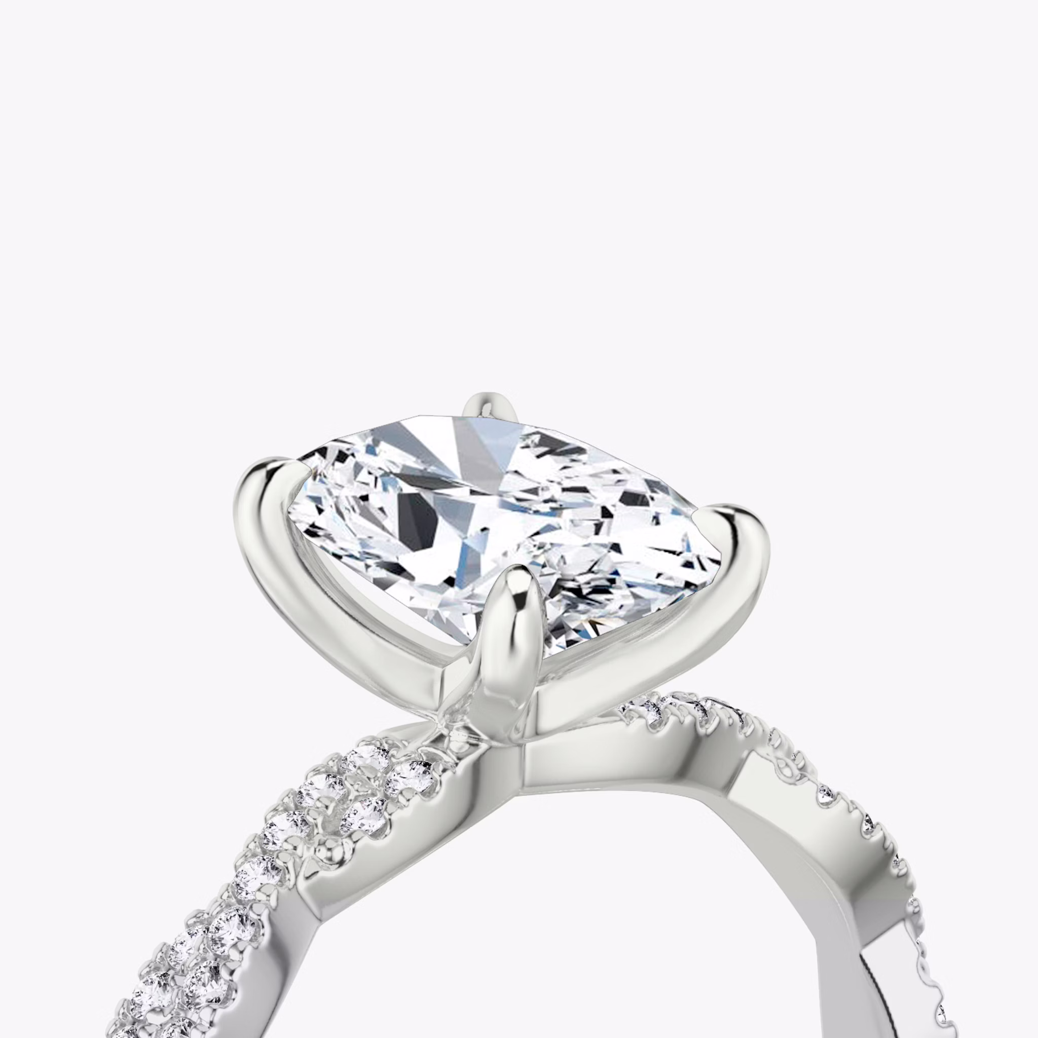 The Twisted Classic | Oval | 18k | White Gold | bandAccent: Double pavé | diamondOrientation: vertical | caratWeight: other