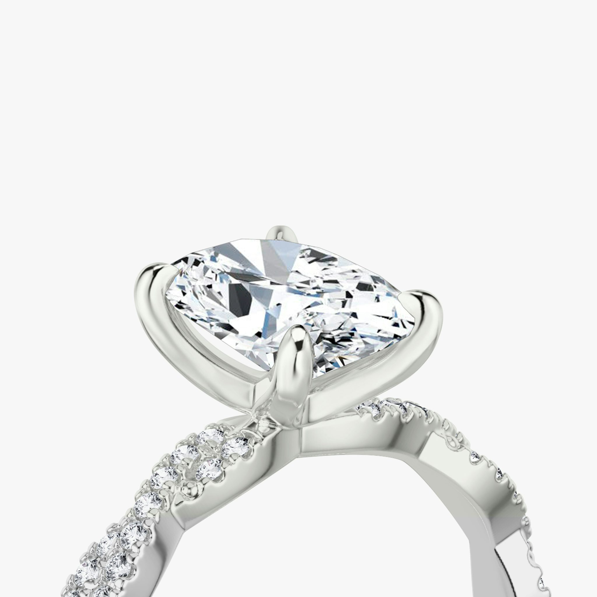 The Twisted Classic | Oval | 18k | White Gold | bandAccent: Double pavé | diamondOrientation: vertical | caratWeight: other