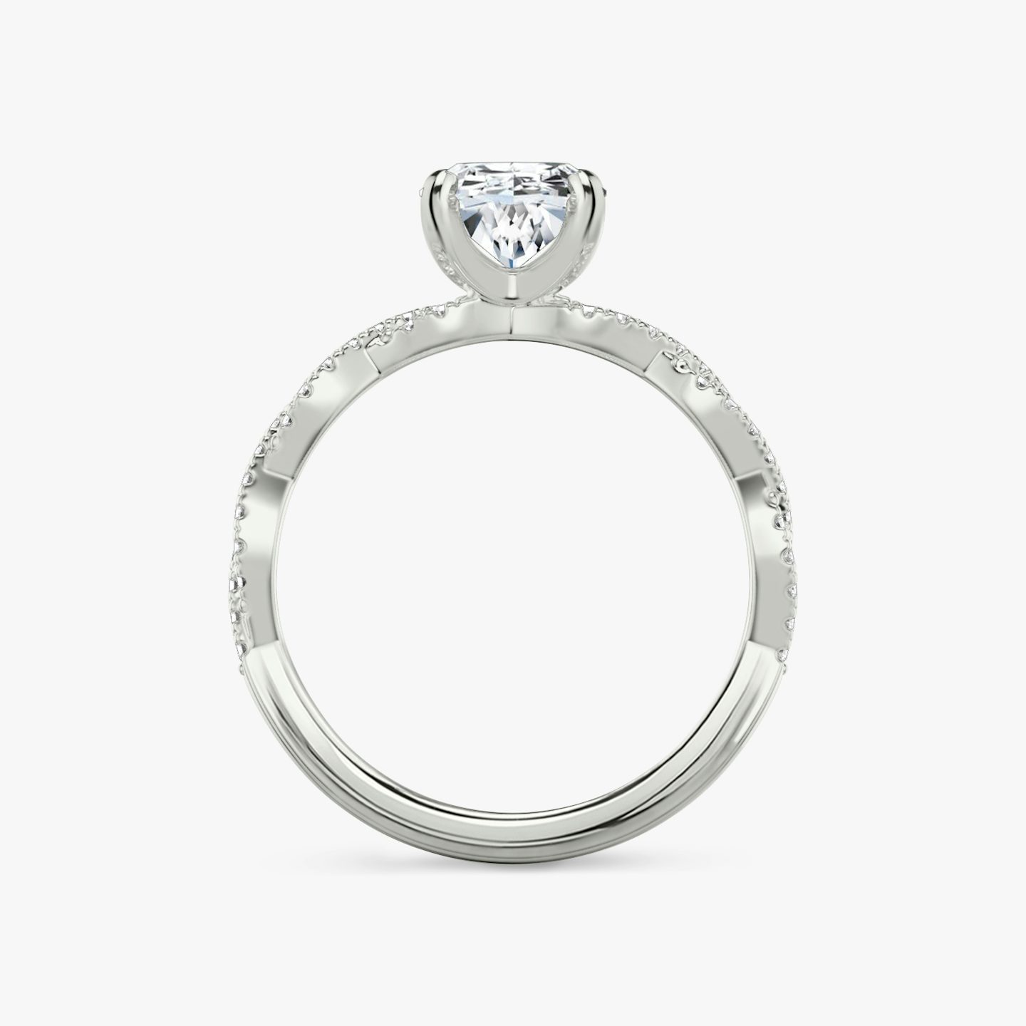 The Twisted Classic | Oval | Platinum | bandAccent: Double pavé | diamondOrientation: vertical | caratWeight: other